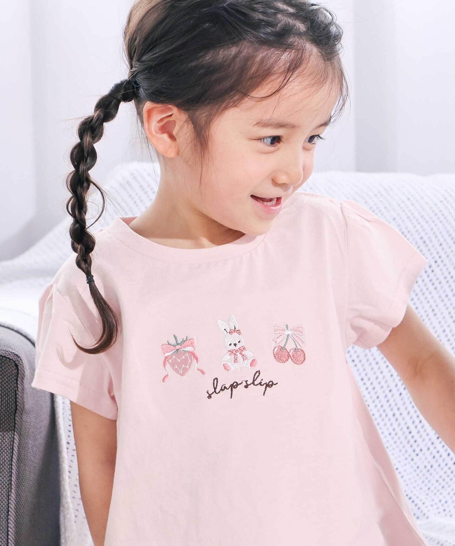 【ベベ オンライン ストア/BEBE ONLINE STORE / KIDS】の【スララク/防汚加工/オーガニックコットン】ときめき女の子半袖Tシャツ(80~130cm) 人気、トレンドファッション・服の通販 founy(ファニー) 　ファッション　Fashion　キッズファッション　Fashion for Kids　春　Spring　コレクション　Collection, Seasonal Line　フリル　Frill, Ruffle　フレンチ　French, French Style　フロント　Front, Front Design　半袖　Short Sleeve, Half Sleeve　モチーフ　Motif, Design Theme　リボン　Ribbon, Bow　S/S・春夏　SS, Spring/Summer, Warm Season　夏　Summer　エレガント 上品　Elegant　2026年　2026　 other-1|ID: prp329100004932976 ipo3291000000037026284