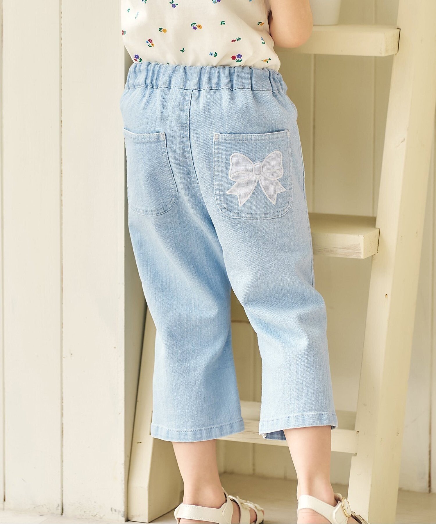 【エフオー オンラインストア/F.O.Online Store / KIDS】のリボンポケットきゅんパンツ(クロップド) 8分丈 人気、トレンドファッション・服の通販 founy(ファニー) 　ファッション　Fashion　キッズファッション　Fashion for Kids　ボトムス　Bottoms　クロップド　Cropped, Short Length　ポケット　Pocket, Pocket Detail　リボン　Ribbon, Bow　 other-1|ID: prp329100004933023 ipo3291000000037026598