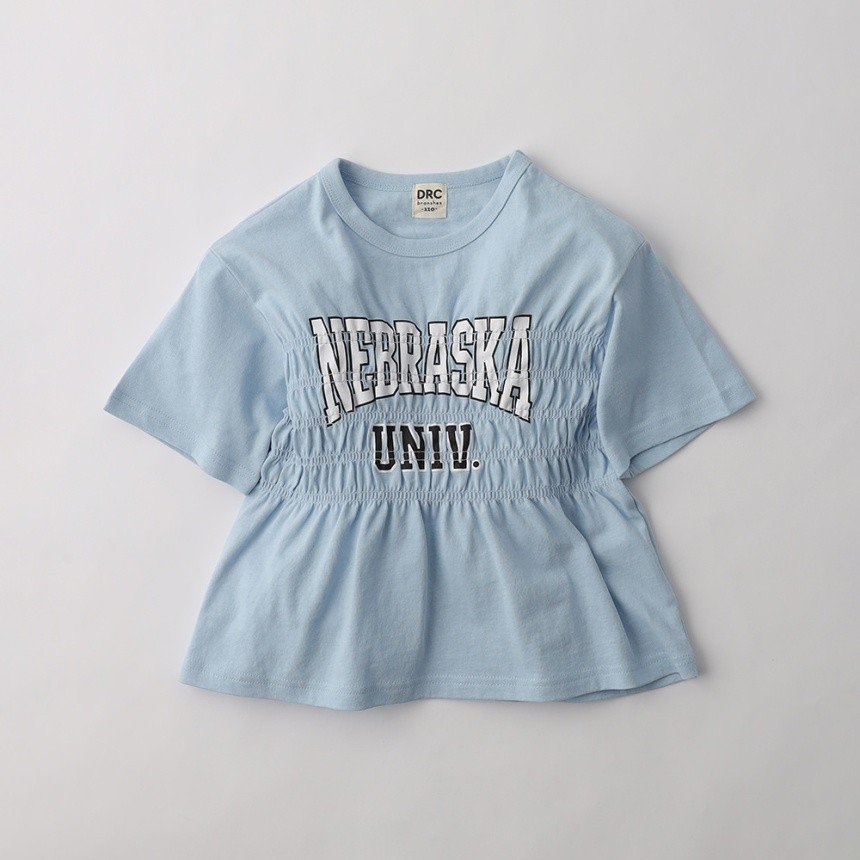 【ブランシェス/branshes / KIDS】の【WEB限定/DRC】シャーリングロゴ半袖Tシャツ インテリア・キッズ・メンズ・レディースファッション・服の通販 founy(ファニー) 　ファッション　Fashion　キッズファッション　Fashion for Kids　おすすめ　Recommended / Our Picks　シャーリング　Shirring, Ruched　半袖　Short Sleeve, Half Sleeve　吸水　Absorbent, Quick-Dry　サックス|ID: prp329100004933043 ipo3291000000037026742