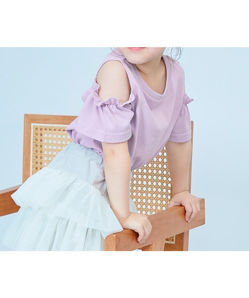 【デビロック/devirock / KIDS】のえらべる フリルデザイン 半袖Tシャツ 子供服 キッズ 女の子 フリル Tシャツ 26SS インテリア・キッズ・メンズ・レディースファッション・服の通販 founy(ファニー) 　ファッション　Fashion　キッズファッション　Fashion for Kids　ショート　Short, Short Length　デニム　Denim, Jeans Material　フリル　Frill, Ruffle　半袖　Short Sleeve, Half Sleeve　おすすめ　Recommended / Our Picks　夏　Summer　2026年　2026　021-肩あき-ライラック|ID: prp329100004933051 ipo3291000000037026793