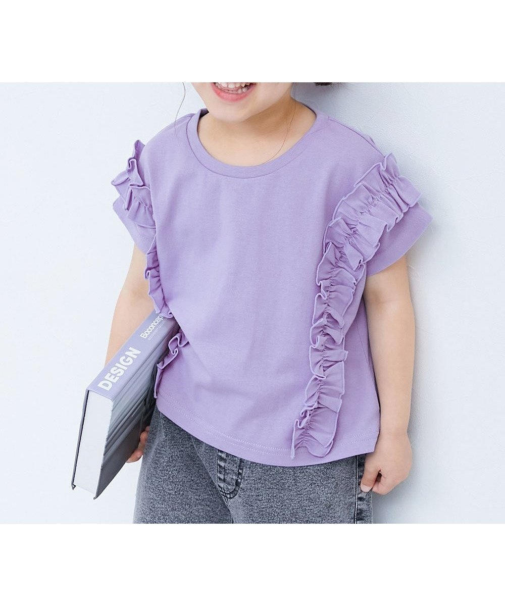 【デビロック/devirock / KIDS】のえらべる フリルデザイン 半袖Tシャツ 子供服 キッズ 女の子 フリル Tシャツ 26SS インテリア・キッズ・メンズ・レディースファッション・服の通販 founy(ファニー) 　ファッション　Fashion　キッズファッション　Fashion for Kids　ショート　Short, Short Length　デニム　Denim, Jeans Material　フリル　Frill, Ruffle　半袖　Short Sleeve, Half Sleeve　おすすめ　Recommended / Our Picks　夏　Summer　2026年　2026　003-サイド-Sバイオレット|ID: prp329100004933051 ipo3291000000037026798