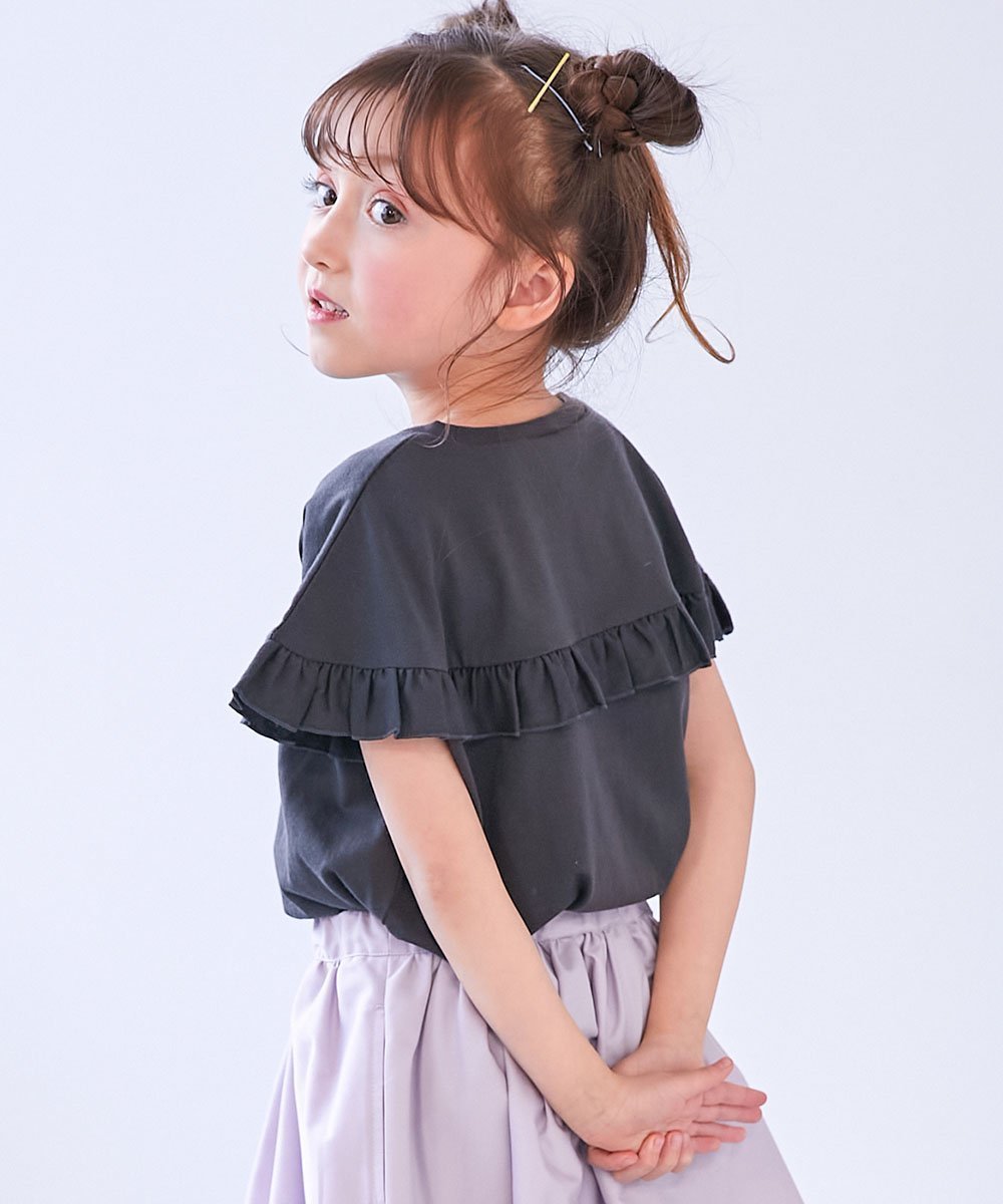 【デビロック/devirock / KIDS】のえらべる フリルデザイン 半袖Tシャツ 子供服 キッズ 女の子 フリル Tシャツ 26SS インテリア・キッズ・メンズ・レディースファッション・服の通販 founy(ファニー) 　ファッション　Fashion　キッズファッション　Fashion for Kids　ショート　Short, Short Length　デニム　Denim, Jeans Material　フリル　Frill, Ruffle　半袖　Short Sleeve, Half Sleeve　おすすめ　Recommended / Our Picks　夏　Summer　2026年　2026　011-バック-スミクロ|ID: prp329100004933051 ipo3291000000037026802
