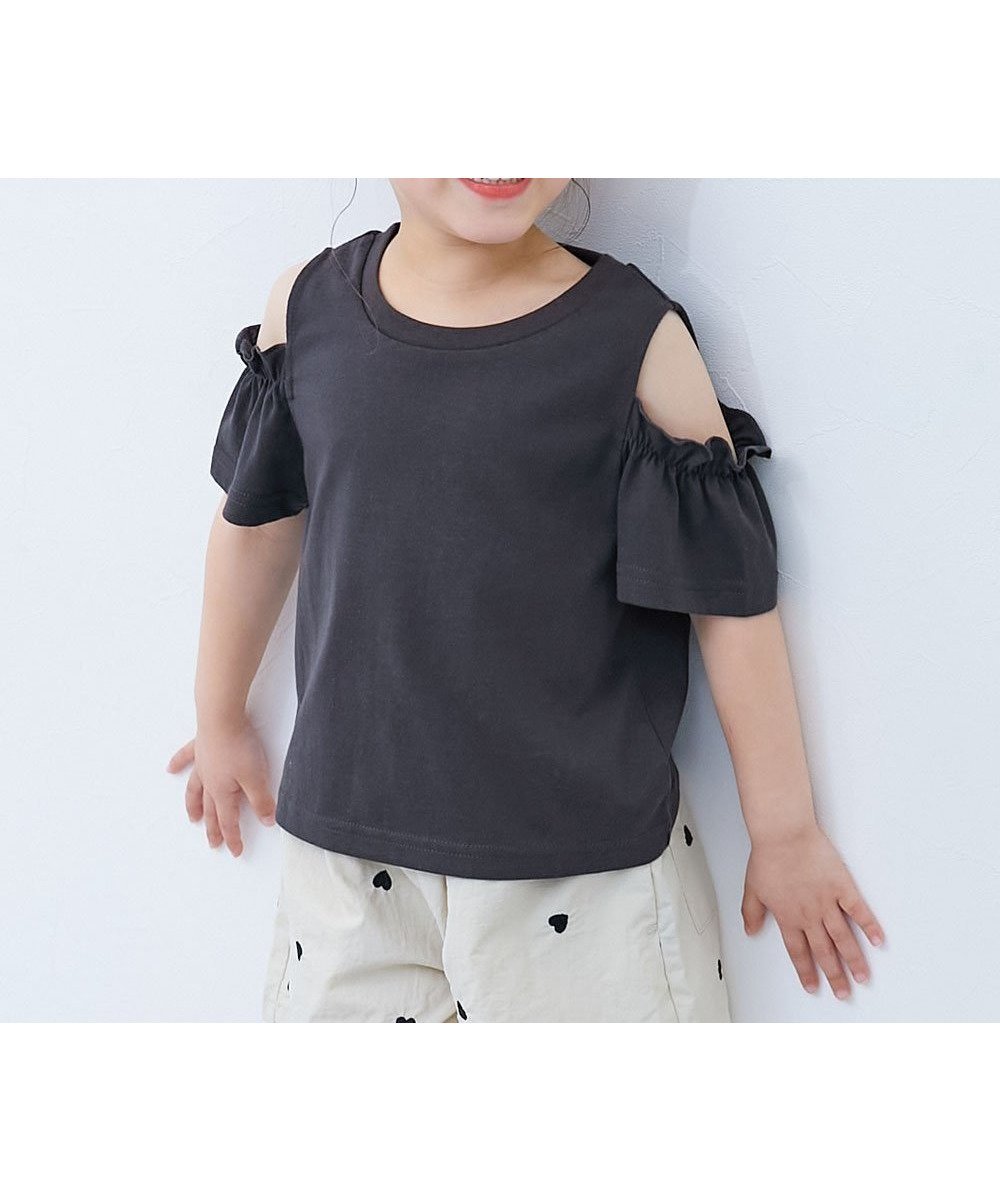【デビロック/devirock / KIDS】のえらべる フリルデザイン 半袖Tシャツ 子供服 キッズ 女の子 フリル Tシャツ 26SS インテリア・キッズ・メンズ・レディースファッション・服の通販 founy(ファニー) 　ファッション　Fashion　キッズファッション　Fashion for Kids　ショート　Short, Short Length　デニム　Denim, Jeans Material　フリル　Frill, Ruffle　半袖　Short Sleeve, Half Sleeve　おすすめ　Recommended / Our Picks　夏　Summer　2026年　2026　020-肩あき-スミクロ|ID: prp329100004933051 ipo3291000000037026805