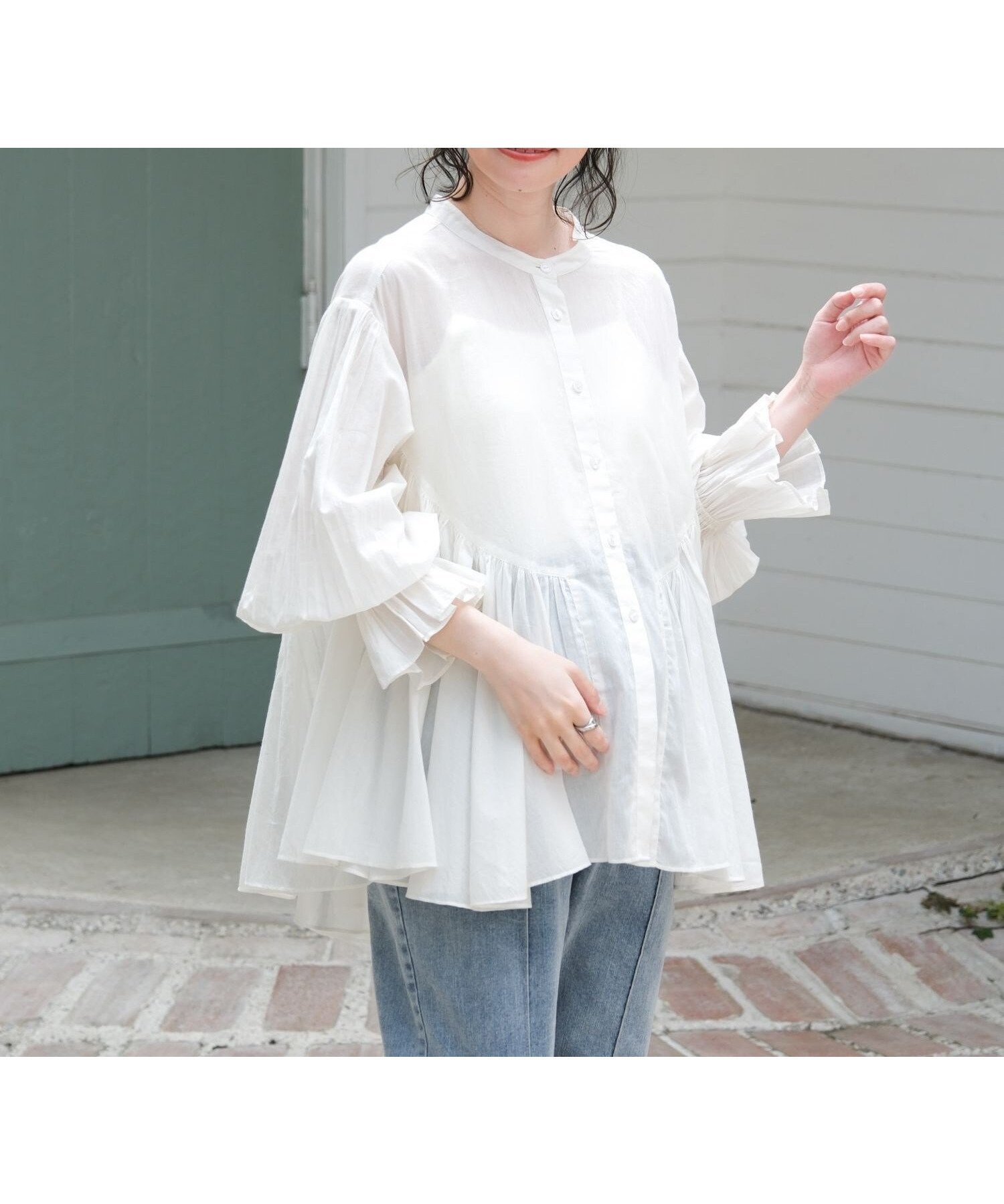 【レプシィム ローリーズファーム/LEPSIM LOWRYS FARM】の【産前・産後対応】マタニティ/ペプラムフレアブラウス インテリア・キッズ・メンズ・レディースファッション・服の通販 founy(ファニー) 　ファッション　Fashion　キッズファッション　Fashion for Kids　おすすめ　Recommended / Our Picks　インド　Indian Textile　フレア　Flare, Flared　ペプラム　Peplum, Flared Hem　ラウンド　Round, Round Neck　ナチュラル08|ID: prp329100004933058 ipo3291000000037026859