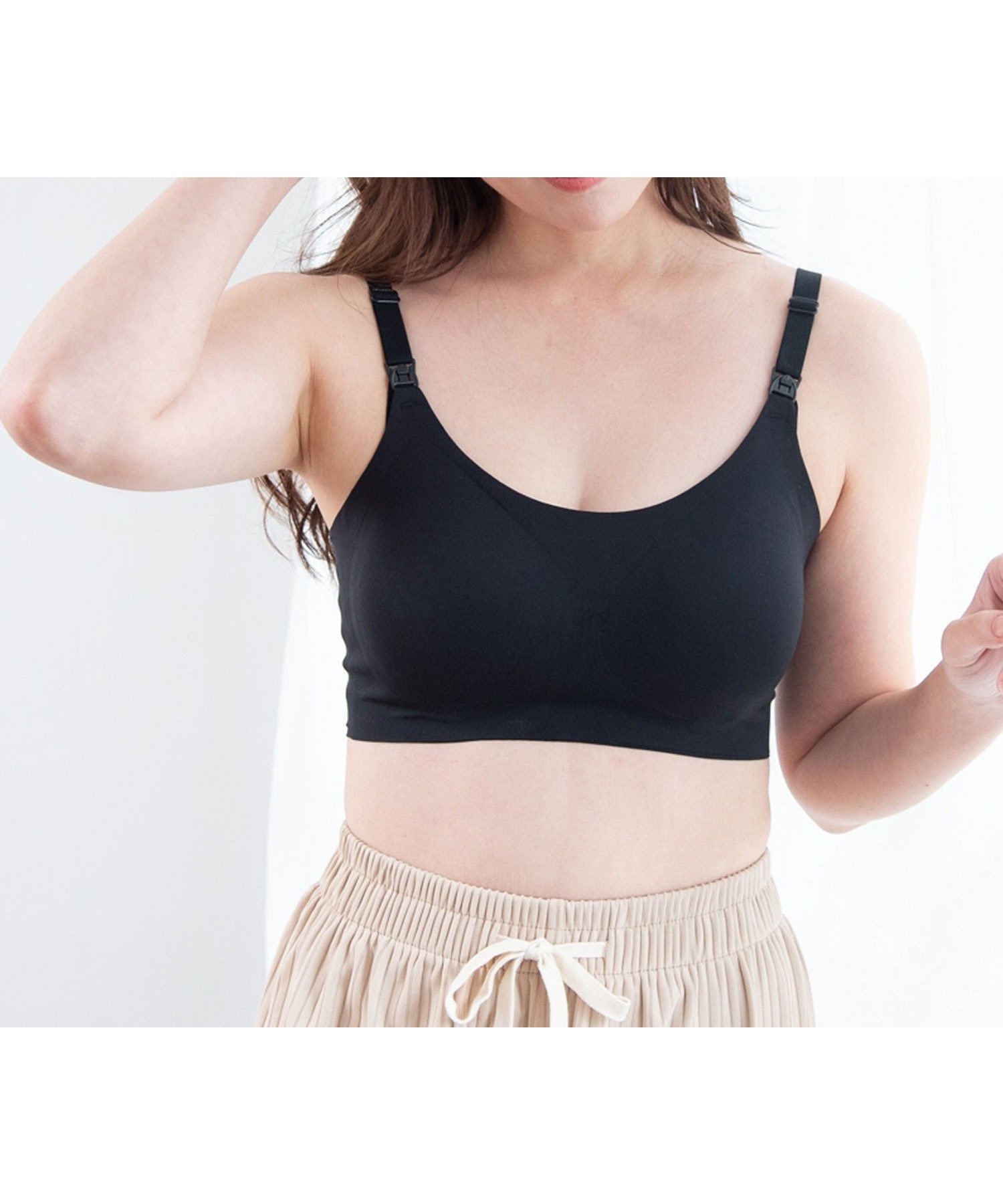 【その他のブランド/Other】の【授乳ブラ】ストラップオープンシームレスハーフトップブラ インテリア・キッズ・メンズ・レディースファッション・服の通販 founy(ファニー) 　ファッション　Fashion　キッズファッション　Fashion for Kids　アンダー　Underwear Essentials　シンプル　Simple, Minimal　ブラジャー　Bra, Lingerie　無地　Plain, Solid Color　ラップ　Wrap, Wrap Design　ブラック|ID: prp329100004933122 ipo3291000000037027268