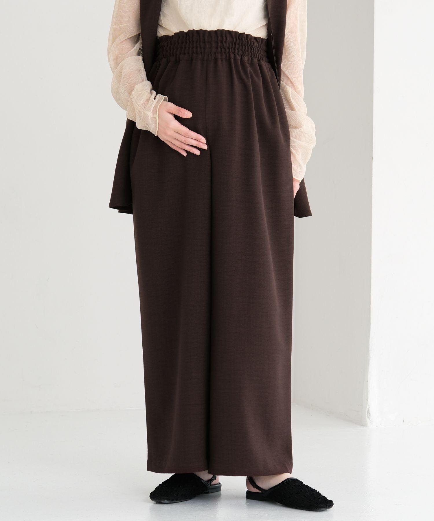 【レプシィム ローリーズファーム/LEPSIM LOWRYS FARM】の《リネンライクドライシリーズ》【産前・産後対応】マタニティ/ギャザーワイドパンツ 人気、トレンドファッション・服の通販 founy(ファニー) 　ファッション　Fashion　キッズファッション　Fashion for Kids　ボトムス　Bottoms　おすすめ　Recommended / Our Picks　ジャケット　Jacket, Outerwear　セットアップ　Set-Up, Coordinated Outfit　フリル　Frill, Ruffle　ルーズ　Loose, Oversized　レギュラー　Regular, Standard Fit　長袖　Long Sleeve, Full Sleeve　 other-1|ID: prp329100004933145 ipo3291000000037027398