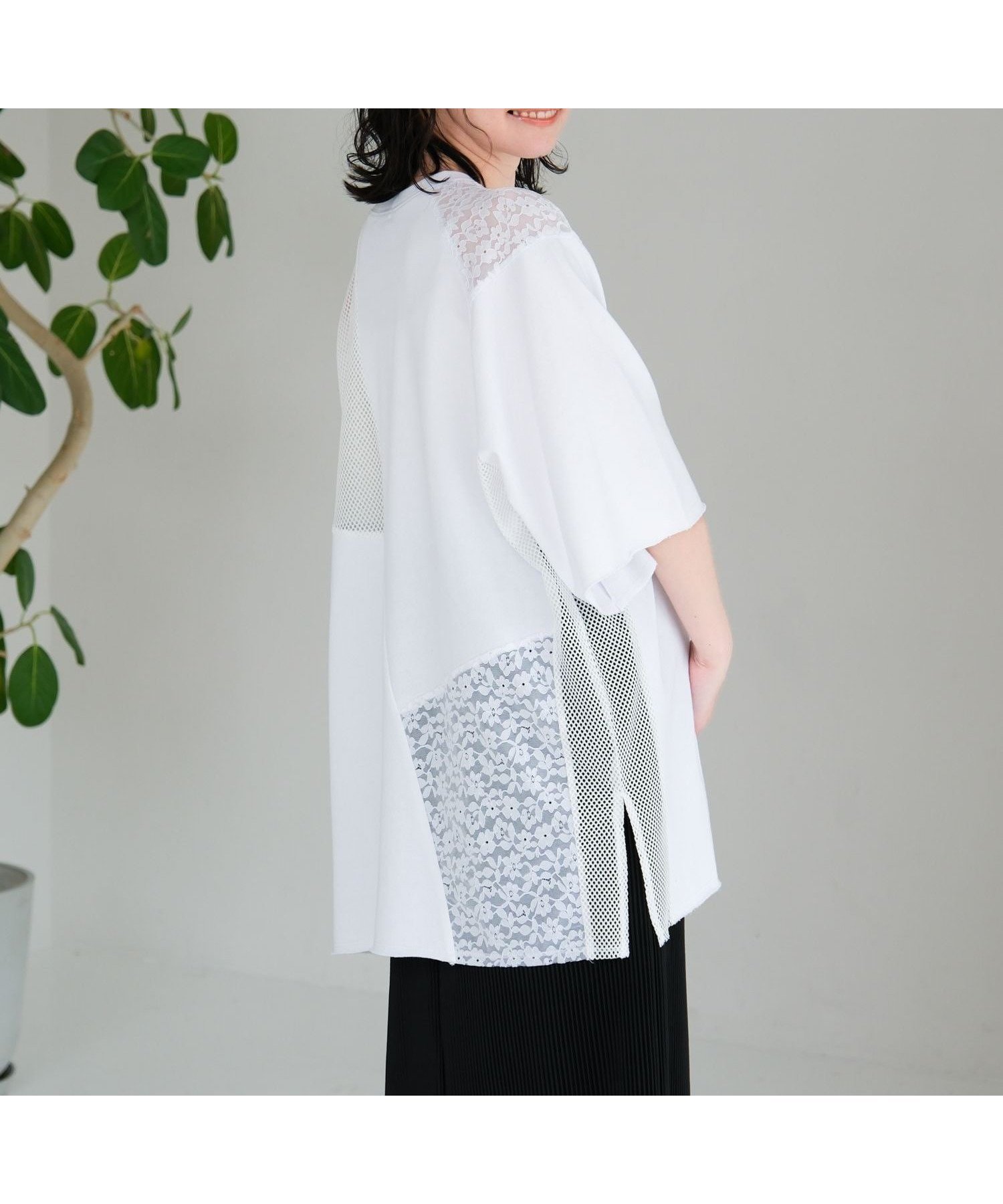 【レプシィム ローリーズファーム/LEPSIM LOWRYS FARM】の【産前・産後対応】マタニティ/パッチワークレースプルオーバー 人気、トレンドファッション・服の通販 founy(ファニー) 　ファッション　Fashion　キッズファッション　Fashion for Kids　トップス・カットソー　Cut & Sew Tops　スリット　Slit, Slit Detail　パッチワーク　Patchwork, Mixed Fabric　フレア　Flare, Flared　メッシュ　Mesh, Net Fabric　レース　Lace, Lace Fabric　夏　Summer　 other-1|ID: prp329100004933157 ipo3291000000037027473