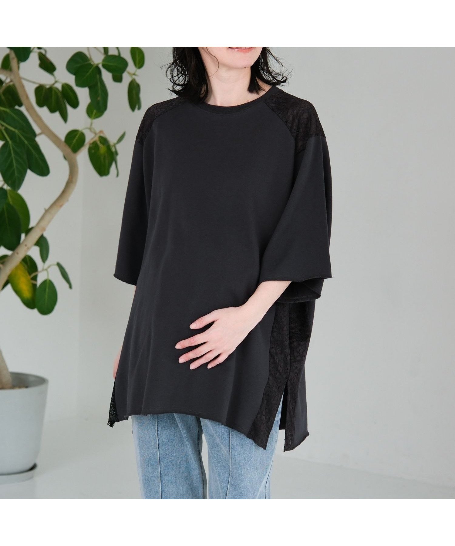 【レプシィム ローリーズファーム/LEPSIM LOWRYS FARM】の【産前・産後対応】マタニティ/パッチワークレースプルオーバー インテリア・キッズ・メンズ・レディースファッション・服の通販 founy(ファニー) 　ファッション　Fashion　キッズファッション　Fashion for Kids　トップス・カットソー　Cut & Sew Tops　スリット　Slit, Slit Detail　パッチワーク　Patchwork, Mixed Fabric　フレア　Flare, Flared　メッシュ　Mesh, Net Fabric　レース　Lace, Lace Fabric　夏　Summer　チャコール19|ID: prp329100004933157 ipo3291000000037027477
