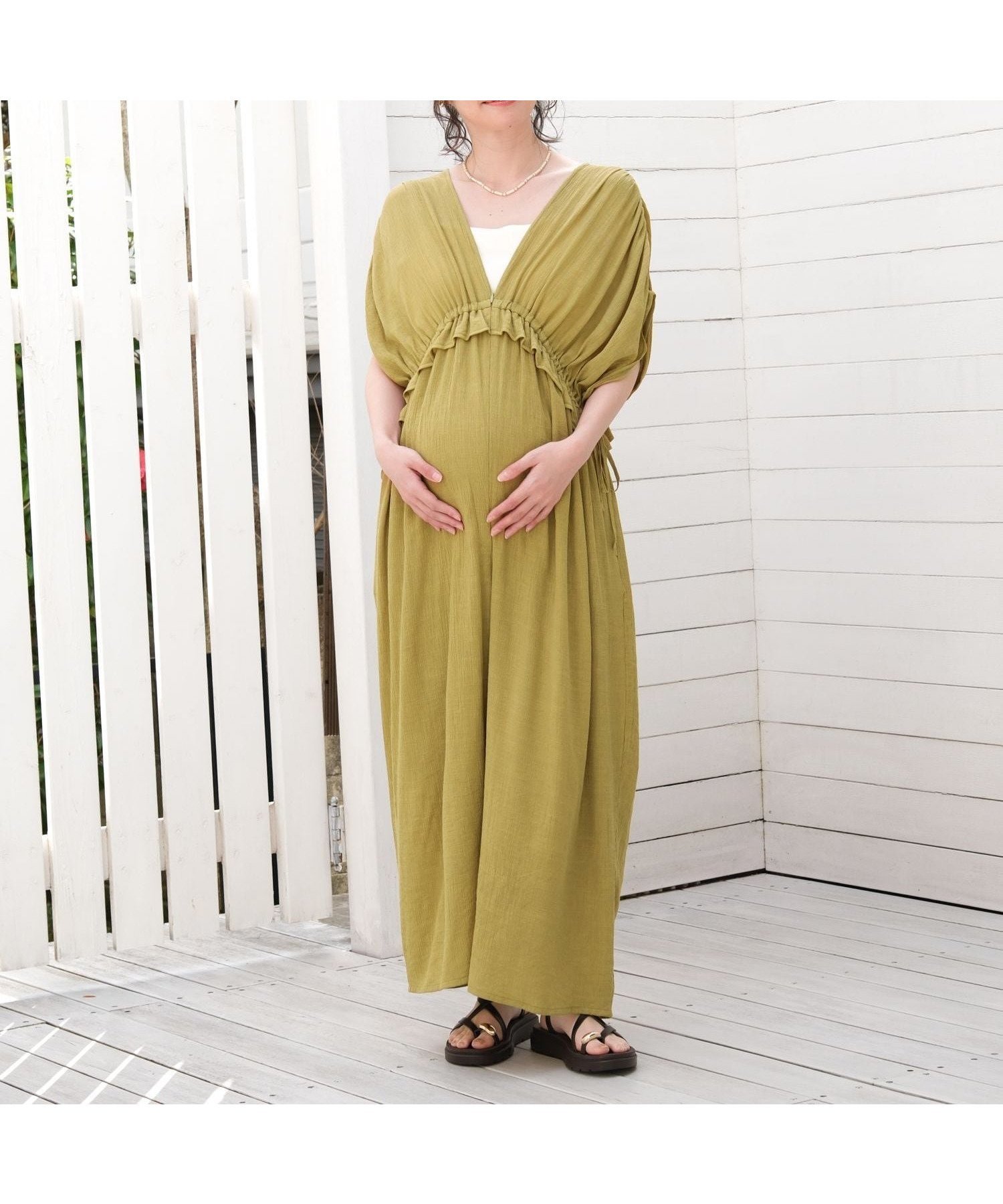 【レプシィム ローリーズファーム/LEPSIM LOWRYS FARM】の【産前・産後対応】マタニティ/ギャザーオールインワン 人気、トレンドファッション・服の通販 founy(ファニー) 　ファッション　Fashion　キッズファッション　Fashion for Kids　おすすめ　Recommended / Our Picks　ギャザー　Gathered, Ruffled　サンダル　Sandals, Summer Shoes　シャーリング　Shirring, Ruched　フリル　Frill, Ruffle　フロント　Front, Front Design　 other-1|ID: prp329100004933169 ipo3291000000037027556
