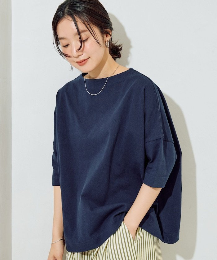 【フリークスストア/FREAK'S STORE】の限定展開 ボートネック バスク 半袖 Tシャツ インテリア・キッズ・メンズ・レディースファッション・服の通販 founy(ファニー) 　ファッション　Fashion　レディースファッション　Fashion for Women　トップス・カットソー　Cut & Sew Tops　シャツ・ブラウス・オフィスカジュアル　Elegant Blouses & Button-Ups　ロングTシャツ・Tシャツ　Longline T-Shirts & Tees　イエロー　Yellow　カットソー　Cut and Sewn Top　ショルダー　Shoulder, Shoulder Strap　シンプル　Simple, Minimal　スキニー　Skinny, Slim Fit　スラックス　Slacks, Dress Pants　デニム　Denim, Jeans Material　ドロップ　Drop Shoulder, Dropped Style　定番　Standard, Basic Item　人気　Popular, Best Seller　バスク　Basque, Basque Style　バランス　Balance, Style Balance　フレア　Flare, Flared　ボトム　Bottoms, Lower Wear　半袖　Short Sleeve, Half Sleeve　ワイド　Wide, Wide Fit　S/S・春夏　SS, Spring/Summer, Warm Season　プチプライス・低価格　Affordable / Budget Price　おすすめ　Recommended / Our Picks　夏　Summer　2026年　2026　ネイビー|ID: prp329100004933187 ipo3291000000037027690