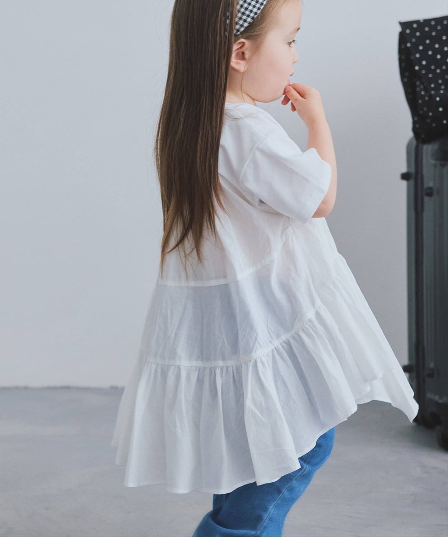 【イエナアンファン/IENA ENFANT / KIDS】のティアードテールカットソーチュニック kids インテリア・キッズ・メンズ・レディースファッション・服の通販 founy(ファニー) 　ファッション　Fashion　キッズファッション　Fashion for Kids　トップス・カットソー　Cut & Sew Tops　ギャザー　Gathered, Ruffled　スマート　Smart, Elegant　チュニック　Tunic, Long Top　フォルム　Silhouette, Form　ホワイト|ID: prp329100004933199 ipo3291000000037027787