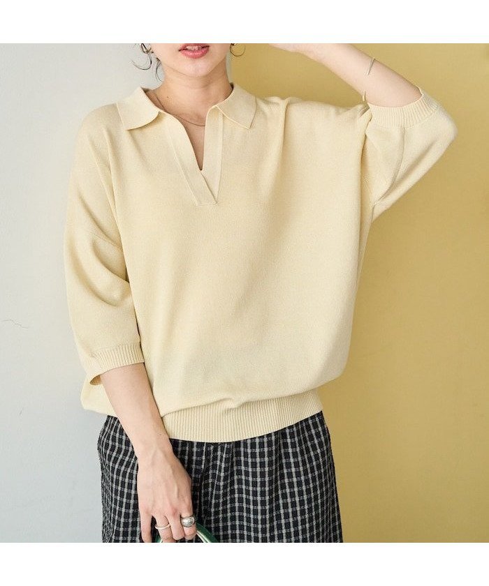 【フリークスストア/FREAK'S STORE】の半袖ポロ襟スキッパーサマーニット【限定展開】 人気、トレンドファッション・服の通販 founy(ファニー) 　ファッション　Fashion　レディースファッション　Fashion for Women　トップス・カットソー　Cut & Sew Tops　ニット　Knit Tops & Sweaters　2026年　2026　イエロー　Yellow　サマー　Summer, Summer Style　シンプル　Simple, Minimal　スキッパー　Skipper, Open Collar　ポロシャツ　Polo Shirt, Collared Tee　半袖　Short Sleeve, Half Sleeve　夏　Summer　S/S・春夏　SS, Spring/Summer, Warm Season　 other-1|ID: prp329100004933204 ipo3291000000037027812