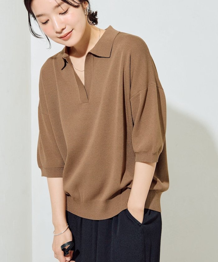 【フリークスストア/FREAK'S STORE】の半袖ポロ襟スキッパーサマーニット【限定展開】 インテリア・キッズ・メンズ・レディースファッション・服の通販 founy(ファニー) 　ファッション　Fashion　レディースファッション　Fashion for Women　トップス・カットソー　Cut & Sew Tops　ニット　Knit Tops & Sweaters　2026年　2026　イエロー　Yellow　サマー　Summer, Summer Style　シンプル　Simple, Minimal　スキッパー　Skipper, Open Collar　ポロシャツ　Polo Shirt, Collared Tee　半袖　Short Sleeve, Half Sleeve　夏　Summer　S/S・春夏　SS, Spring/Summer, Warm Season　モカ|ID: prp329100004933204 ipo3291000000037027819