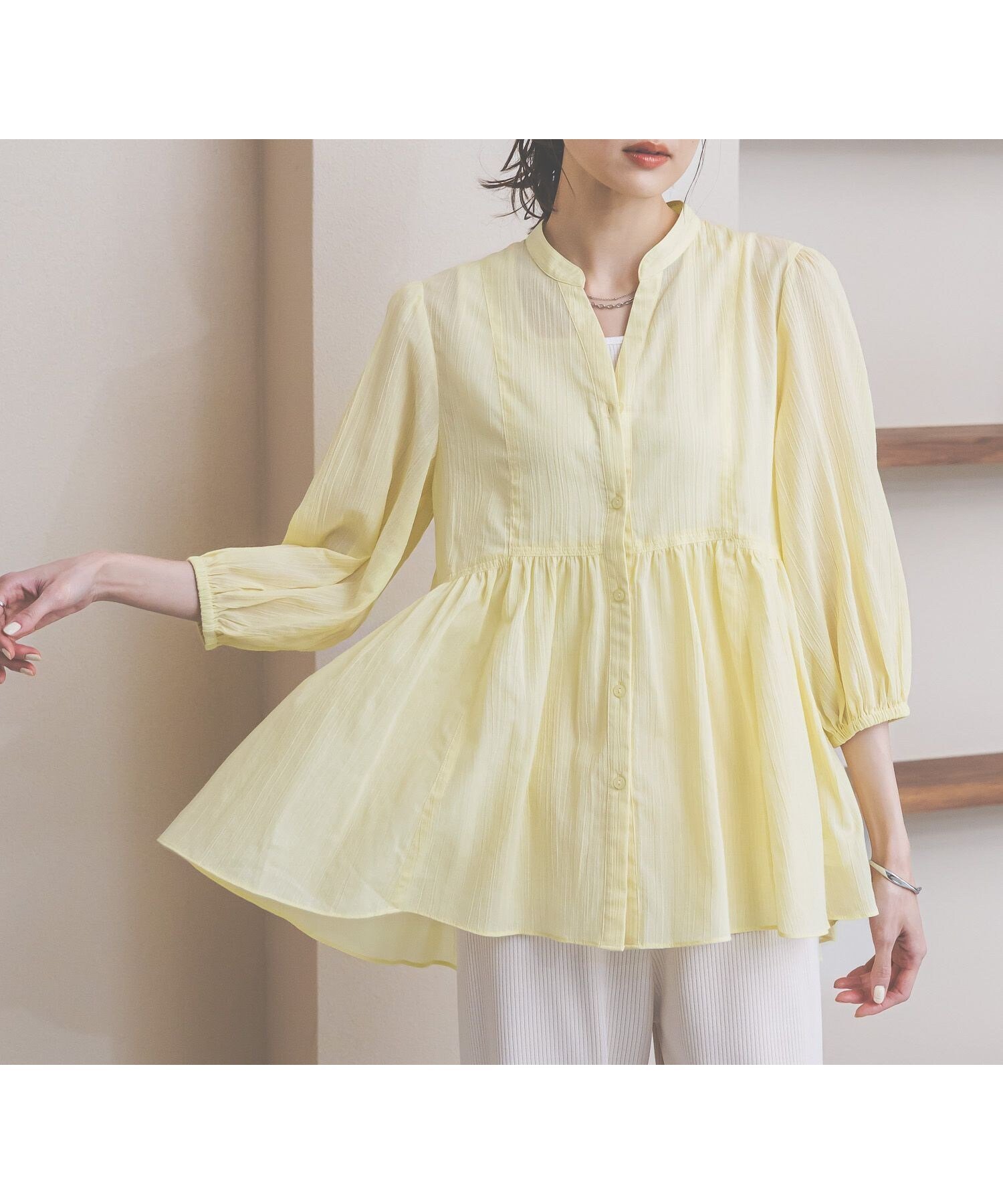 【グローバルワーク/GLOBAL WORK】のエアリーリラックス切り替えペプラムブラウス/636652 人気、トレンドファッション・服の通販 founy(ファニー) 　ファッション　Fashion　レディースファッション　Fashion for Women　トップス・カットソー　Cut & Sew Tops　シャツ・ブラウス・オフィスカジュアル　Elegant Blouses & Button-Ups　おすすめ　Recommended / Our Picks　インナー　Innerwear　スキッパー　Skipper, Open Collar　ペプラム　Peplum, Flared Hem　ワイド　Wide, Wide Fit　羽織　Haori, Light Jacket　 other-1|ID: prp329100004933209 ipo3291000000037027849