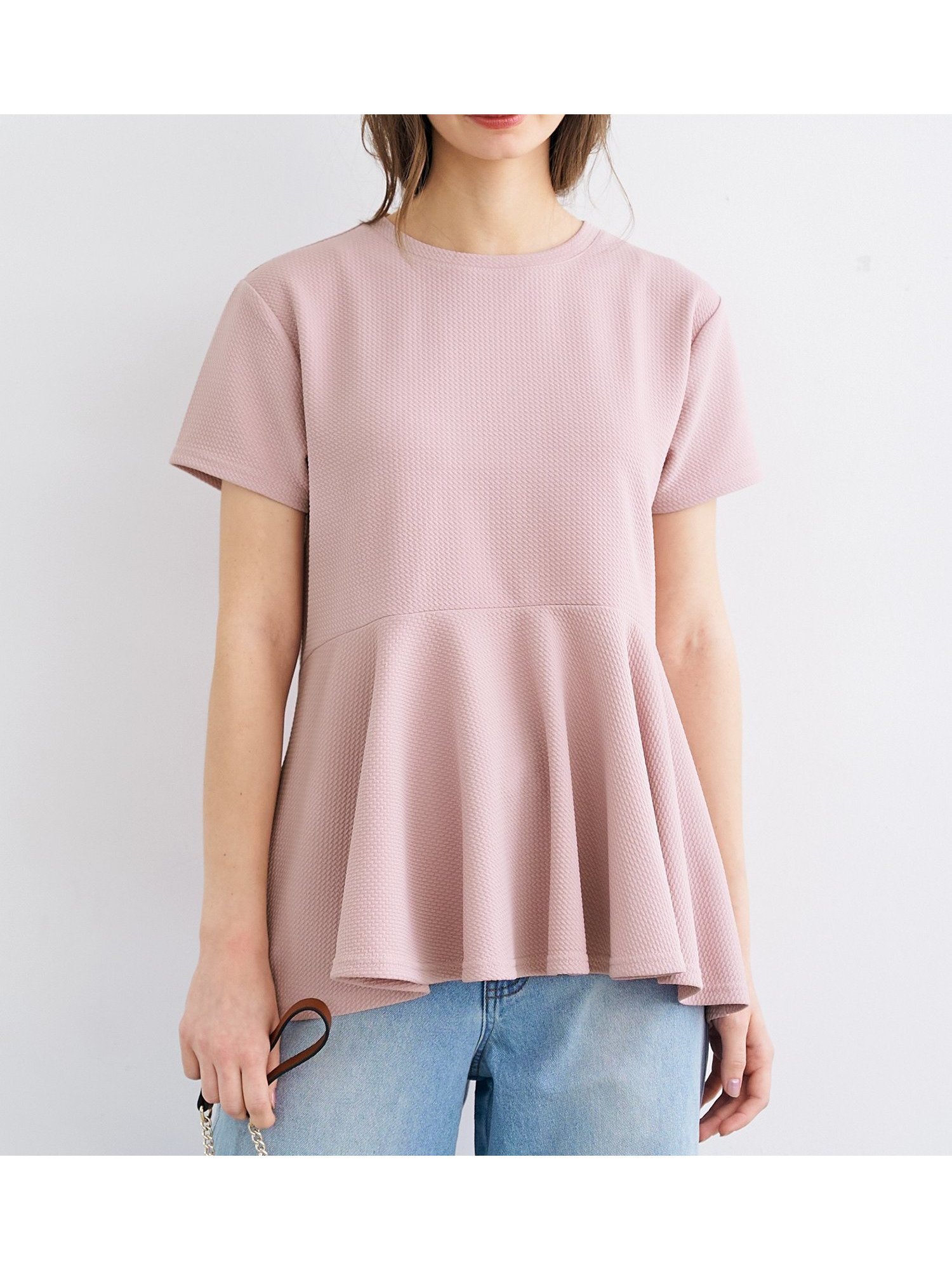 【コカ/COCA】のエンボス裾フリル半袖プルオーバー インテリア・キッズ・メンズ・レディースファッション・服の通販 founy(ファニー) 　ファッション　Fashion　レディースファッション　Fashion for Women　トップス・カットソー　Cut & Sew Tops　カジュアルプルオーバー・ニットトップス　Pullovers & Knit Tops / Casual Pullovers　フリル　Frill, Ruffle　半袖　Short Sleeve, Half Sleeve　Dk.pink|ID: prp329100004933226 ipo3291000000037027977