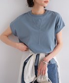 【アンドミー/andme】のUSAコットン 汗染み防止 フレンチスリーブ 半袖 Tシャツ 人気、トレンドファッション・服の通販 founy(ファニー) ファッション Fashion レディースファッション Fashion for Women トップス・カットソー Cut & Sew Tops シャツ・ブラウス・オフィスカジュアル Elegant Blouses & Button-Ups ロングTシャツ・Tシャツ Longline T-Shirts & Tees サロペット Overalls, Salopette シンプル Simple, Minimal スリット Slit, Slit Detail スリーブ Sleeve, Long Sleeve / Short Sleeve フレンチ French, French Style 半袖 Short Sleeve, Half Sleeve ロング Long, Long-Length おすすめ Recommended / Our Picks thumbnail ブルーグレー|ID: prp329100004933239 ipo3291000000037028092
