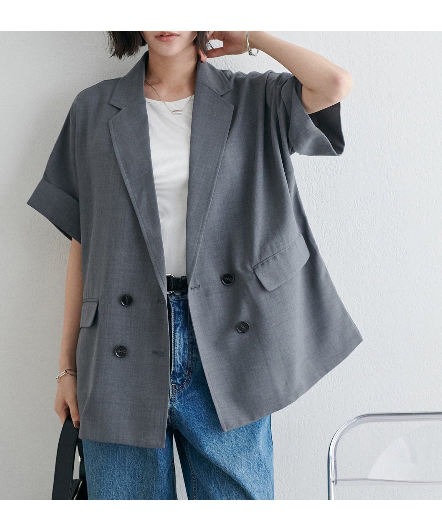 【ディスコート/Discoat】の【新色追加/さらっとした着心地】テックリネン半袖シャツジャケット《WEB限定》 インテリア・キッズ・メンズ・レディースファッション・服の通販 founy(ファニー) 　ファッション　Fashion　レディースファッション　Fashion for Women　アウター　Coat / Outerwear Collection　レディースジャケット・軽アウター　Jackets　キャミソール　Camisole, Spaghetti Strap Top　ジャケット　Jacket, Outerwear　セットアップ　Set-Up, Coordinated Outfit　デニム　Denim, Jeans Material　人気　Popular, Best Seller　半袖　Short Sleeve, Half Sleeve　リネン　Linen, Linen Fabric　おすすめ　Recommended / Our Picks　夏　Summer　グレー|ID: prp329100004933240 ipo3291000000037028105