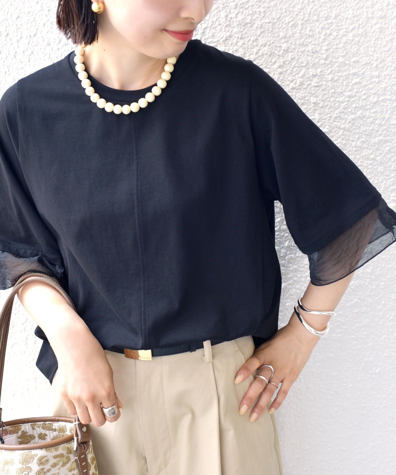 【シップス フォー ウィメン/SHIPS】の【WEB限定】 接触冷感 / UVカット シアー オーガンジー コンビ プルオーバー インテリア・キッズ・メンズ・レディースファッション・服の通販 founy(ファニー) 　ファッション　Fashion　レディースファッション　Fashion for Women　トップス・カットソー　Cut & Sew Tops　カジュアルプルオーバー・ニットトップス　Pullovers & Knit Tops / Casual Pullovers　オーガンジー　Organza Fabric　カットソー　Cut and Sewn Top　コンパクト　Compact, Small Size　コンビ　Combo, Combination Style　シアー　Sheer, See-Through　タイトスカート　Pencil Skirt, Tight Skirt　ドッキング　Docking, Mixed Material　フレア　Flare, Flared　ワイド　Wide, Wide Fit　おすすめ　Recommended / Our Picks　夏　Summer　2026年　2026　ブラック|ID: prp329100004933247 ipo3291000000037028194