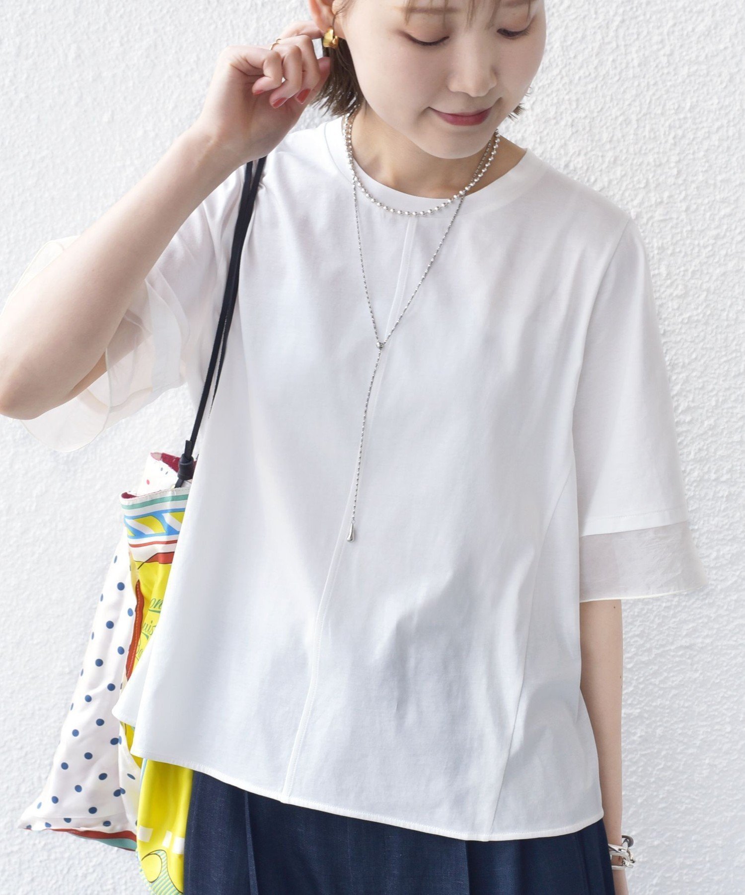 【シップス フォー ウィメン/SHIPS】の【WEB限定】 接触冷感 / UVカット シアー オーガンジー コンビ プルオーバー インテリア・キッズ・メンズ・レディースファッション・服の通販 founy(ファニー) 　ファッション　Fashion　レディースファッション　Fashion for Women　トップス・カットソー　Cut & Sew Tops　カジュアルプルオーバー・ニットトップス　Pullovers & Knit Tops / Casual Pullovers　オーガンジー　Organza Fabric　カットソー　Cut and Sewn Top　コンパクト　Compact, Small Size　コンビ　Combo, Combination Style　シアー　Sheer, See-Through　タイトスカート　Pencil Skirt, Tight Skirt　ドッキング　Docking, Mixed Material　フレア　Flare, Flared　ワイド　Wide, Wide Fit　おすすめ　Recommended / Our Picks　夏　Summer　2026年　2026　ホワイト|ID: prp329100004933247 ipo3291000000037028195