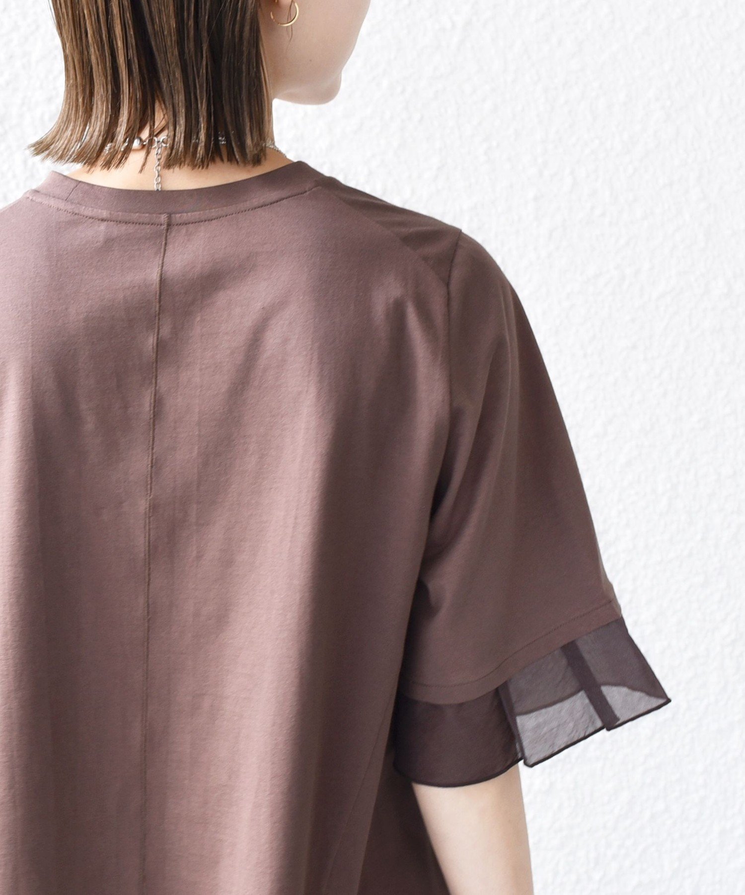 【シップス フォー ウィメン/SHIPS】の【WEB限定】 接触冷感 / UVカット シアー オーガンジー コンビ プルオーバー インテリア・キッズ・メンズ・レディースファッション・服の通販 founy(ファニー) 　ファッション　Fashion　レディースファッション　Fashion for Women　トップス・カットソー　Cut & Sew Tops　カジュアルプルオーバー・ニットトップス　Pullovers & Knit Tops / Casual Pullovers　オーガンジー　Organza Fabric　カットソー　Cut and Sewn Top　コンパクト　Compact, Small Size　コンビ　Combo, Combination Style　シアー　Sheer, See-Through　タイトスカート　Pencil Skirt, Tight Skirt　ドッキング　Docking, Mixed Material　フレア　Flare, Flared　ワイド　Wide, Wide Fit　おすすめ　Recommended / Our Picks　夏　Summer　2026年　2026　ブラウン|ID: prp329100004933247 ipo3291000000037028196