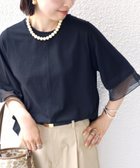 【シップス/SHIPS】の【WEB限定】 接触冷感 / UVカット シアー オーガンジー コンビ プルオーバー ブラック|ID: prp329100004933247 ipo3291000000037246546