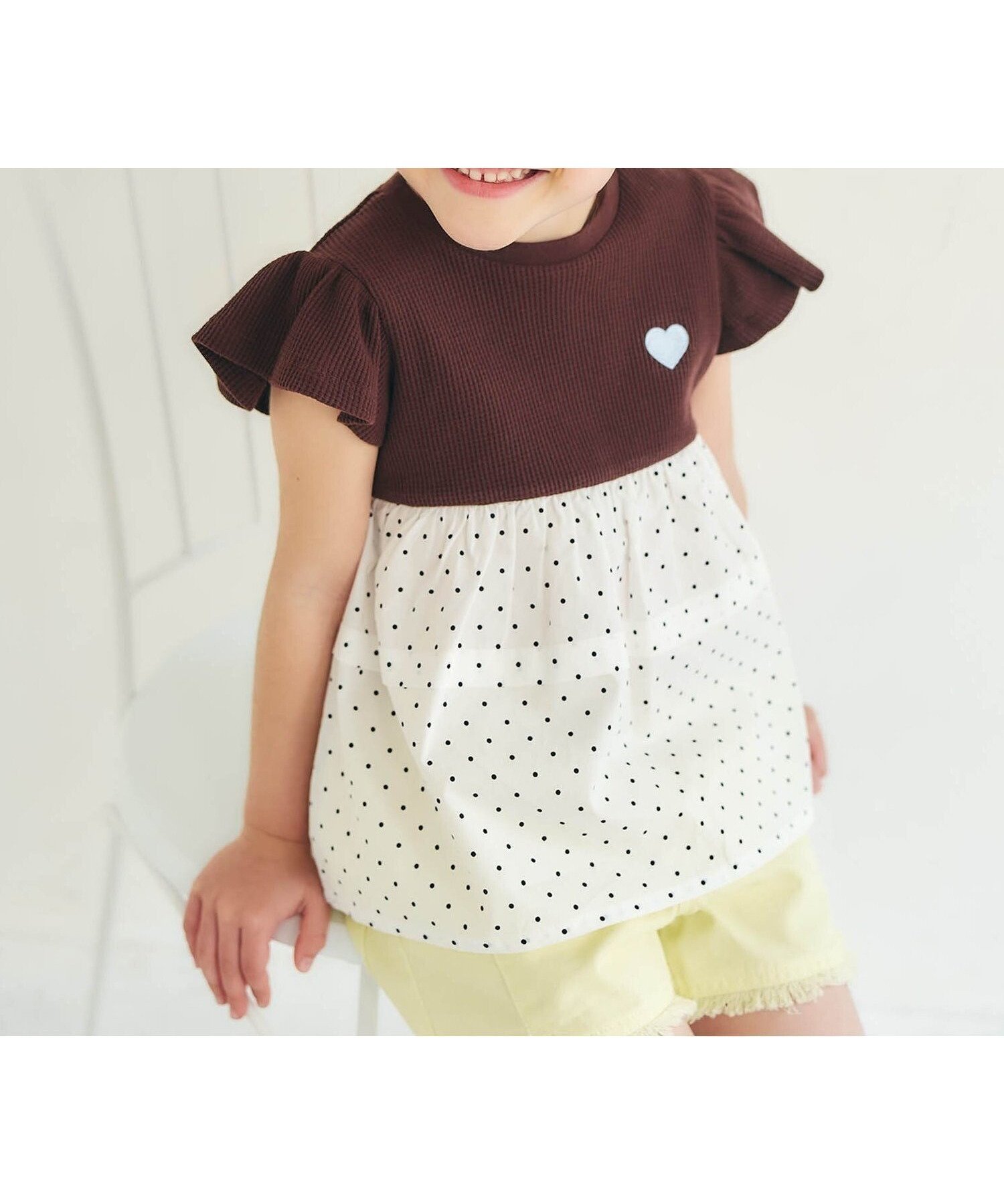 【エフオー オンラインストア/F.O.Online Store / KIDS】のWEB限定 ティアードタックドッキングトップス インテリア・キッズ・メンズ・レディースファッション・服の通販 founy(ファニー) 　ファッション　Fashion　キッズファッション　Fashion for Kids　トップス・カットソー　Cut & Sew Tops　半袖　Short Sleeve, Half Sleeve　ブラウン|ID: prp329100004933274 ipo3291000000037028560