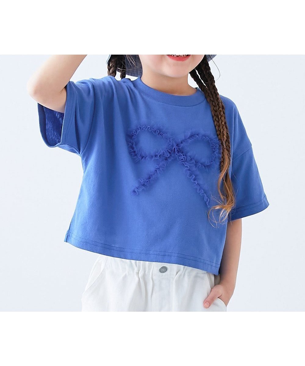 【デビロック/devirock / KIDS】のチュールモチーフ 半袖Tシャツ 子供服 キッズ 女の子 ハート リボン Tシャツ 26SS インテリア・キッズ・メンズ・レディースファッション・服の通販 founy(ファニー) 　ファッション　Fashion　キッズファッション　Fashion for Kids　チュール　Tulip, Tulip Motif　デニム　Denim, Jeans Material　トレンド　Trend, Trending Now　半袖　Short Sleeve, Half Sleeve　リボン　Ribbon, Bow　ワイド　Wide, Wide Fit　おすすめ　Recommended / Our Picks　2026年　2026　022-リボン-ブルー|ID: prp329100004933277 ipo3291000000037028600