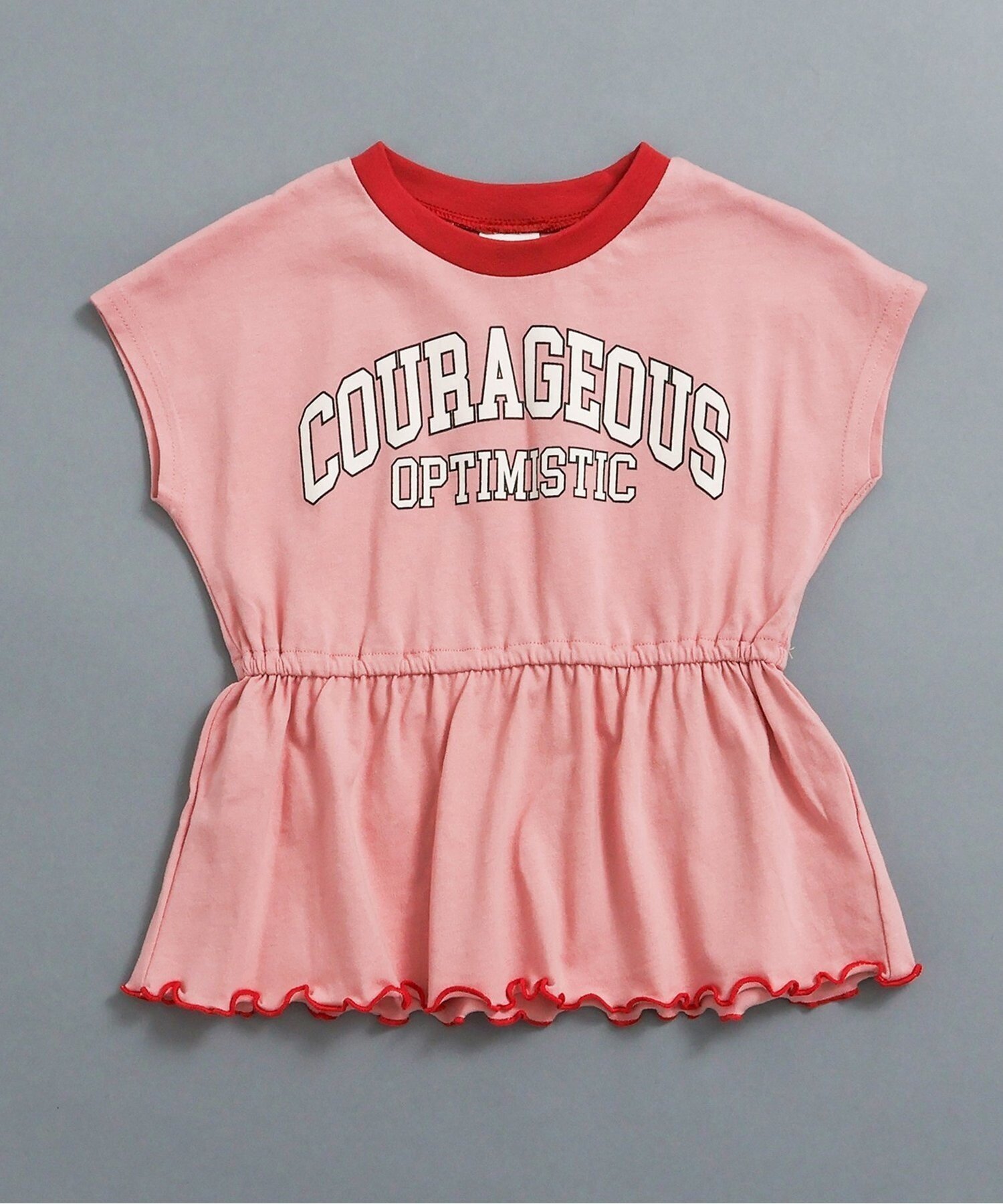 【エフオー オンラインストア/F.O.Online Store / KIDS】のWEB限定 チュニックカレッジTシャツ インテリア・キッズ・メンズ・レディースファッション・服の通販 founy(ファニー) 　ファッション　Fashion　キッズファッション　Fashion for Kids　チュニック　Tunic, Long Top　人気　Popular, Best Seller　半袖　Short Sleeve, Half Sleeve　ピンク|ID: prp329100004933292 ipo3291000000037028739