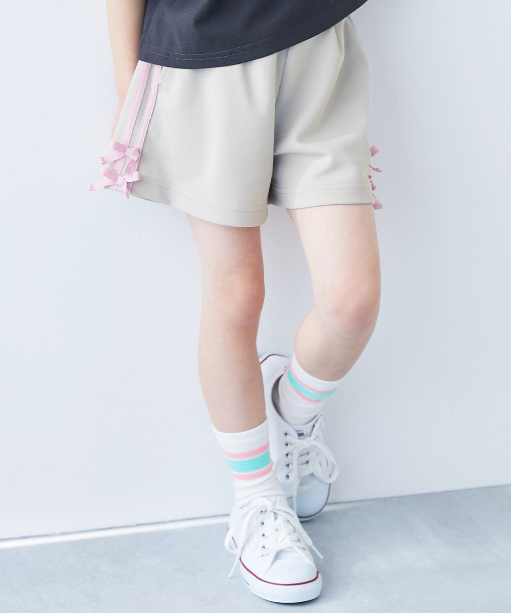 【デビロック/devirock / KIDS】のリボン付き サイドラインショートパンツ 子供服 キッズ 女の子 半ズボン 短パン 26SS インテリア・キッズ・メンズ・レディースファッション・服の通販 founy(ファニー) 　ファッション　Fashion　キッズファッション　Fashion for Kids　ボトムス　Bottoms　ショート　Short, Short Length　トレンド　Trend, Trending Now　リボン　Ribbon, Bow　おすすめ　Recommended / Our Picks　2026年　2026　Lグレー|ID: prp329100004933295 ipo3291000000037028775
