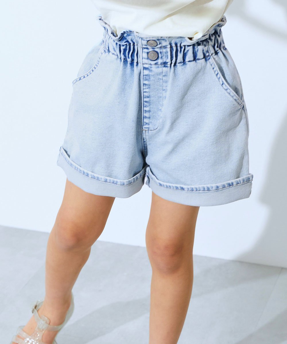 【デビロック/devirock / KIDS】のストレッチデニム ハイウエスト フリルショートパンツ デニムパンツ ハーフパンツ 25SS インテリア・キッズ・メンズ・レディースファッション・服の通販 founy(ファニー) 　ファッション　Fashion　キッズファッション　Fashion for Kids　ボトムス　Bottoms　ケミカル　Chemical, Chemical Wash　ストレッチ　Stretch, Stretchy Fabric　デニム　Denim, Jeans Material　定番　Standard, Basic Item　ハーフ　Half, Half-Length　フィット　Fit, Slim Fit　フリル　Frill, Ruffle　おすすめ　Recommended / Our Picks　2025年　2025　2025春夏・S/S　Spring/Summer 2025 SS25　ケミカルブリーチ|ID: prp329100004933297 ipo3291000000037028787