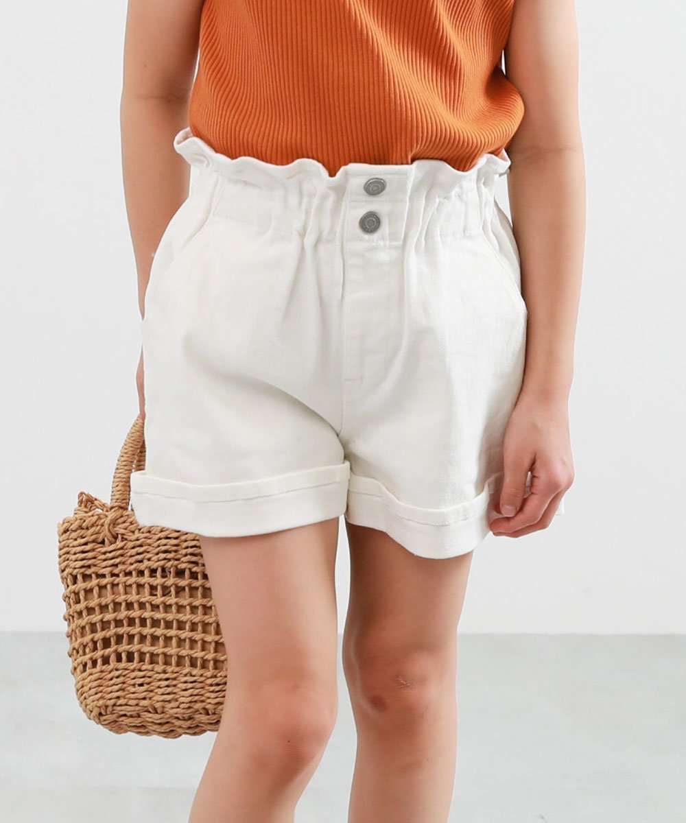 【デビロック/devirock / KIDS】のストレッチデニム ハイウエスト フリルショートパンツ デニムパンツ ハーフパンツ 25SS インテリア・キッズ・メンズ・レディースファッション・服の通販 founy(ファニー) 　ファッション　Fashion　キッズファッション　Fashion for Kids　ボトムス　Bottoms　ケミカル　Chemical, Chemical Wash　ストレッチ　Stretch, Stretchy Fabric　デニム　Denim, Jeans Material　定番　Standard, Basic Item　ハーフ　Half, Half-Length　フィット　Fit, Slim Fit　フリル　Frill, Ruffle　おすすめ　Recommended / Our Picks　2025年　2025　2025春夏・S/S　Spring/Summer 2025 SS25　オフホワイト|ID: prp329100004933297 ipo3291000000037028788