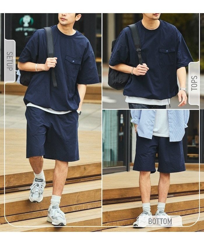 【フリークスストア/FREAK'S STORE】のSOLOTEX パッカブル ショートスリーブ トラベルセットアップ ミニバッグ付き インテリア・キッズ・メンズ・レディースファッション・服の通販 founy(ファニー) 　ファッション　Fashion　メンズファッション　Fashion for Men　バッグ　Bags　カーゴパンツ　Cargo Pants, Utility Pants　吸水　Absorbent, Quick-Dry　サンダル　Sandals, Summer Shoes　ショーツ　Shorts, Short Pants　ショート　Short, Short Length　シンプル　Simple, Minimal　ストレッチ　Stretch, Stretchy Fabric　スニーカー　Sneakers, Trainers　スピンドル　Spindle, Drawcord　スリーブ　Sleeve, Long Sleeve / Short Sleeve　セットアップ　Set-Up, Coordinated Outfit　デニム　Denim, Jeans Material　トラベル　Travel, Travel Gear　バランス　Balance, Style Balance　ポケット　Pocket, Pocket Detail　ポーチ　Pouch, Small Case　メッシュ　Mesh, Net Fabric　無地　Plain, Solid Color　リゾート　Resort, Vacation Style　リラックス　Relax, Relaxed Fit　ロング　Long, Long-Length　ワイド　Wide, Wide Fit　S/S・春夏　SS, Spring/Summer, Warm Season　おすすめ　Recommended / Our Picks　夏　Summer　旅行　Travel　2026年　2026　ネイビー|ID: prp329100004933299 ipo3291000000037028796