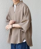 【シップス/SHIPS / MEN】のSHIPS any UVカット FUTURE LINEN CANVAS リネンライク スキッパー プルオーバーシャツ ブラウン|ID: prp329100004933326 ipo3291000000037041169