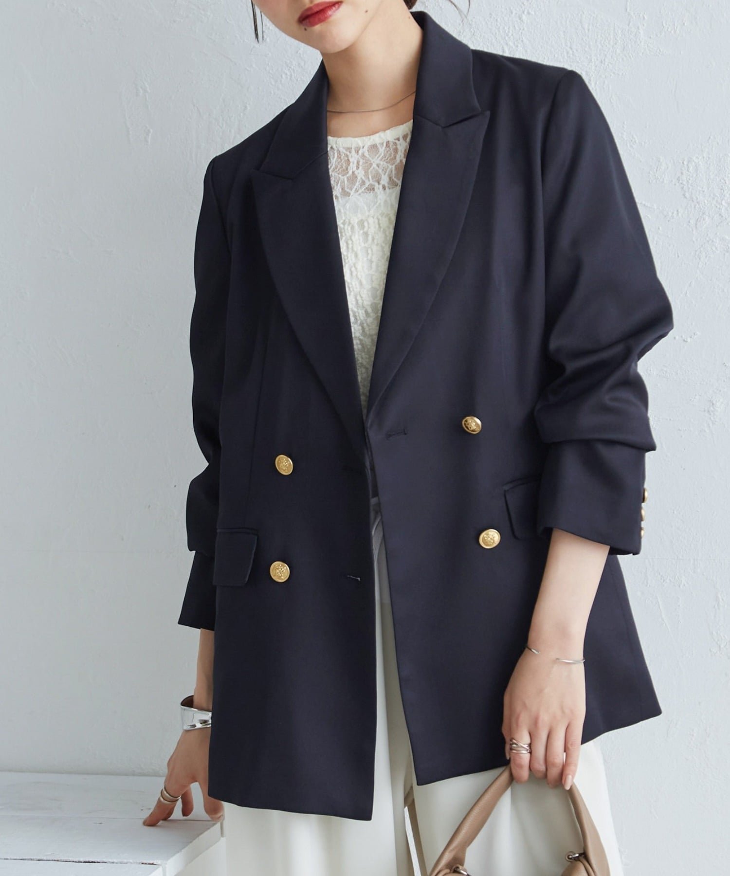 【ラナン/Ranan】のRanan/ゴールドボタンWテーラードジャケット 人気、トレンドファッション・服の通販 founy(ファニー) 　ファッション　Fashion　レディースファッション　Fashion for Women　アウター　Coat / Outerwear Collection　レディースジャケット・軽アウター　Jackets　テーラードジャケット / 通勤・きれいめスタイル　Tailored Jackets & Blazers　ウォッシャブル　Machine Washable　オケージョン　Occasion Wear　洗える　Machine Washable　秋　Autumn　スマート　Smart, Elegant　ダウン　Down, Puffer　チェック　Check, Plaid, Tartan　ツイード　Twill, Twill Weave　デニム　Denim, Jeans Material　ポケット　Pocket, Pocket Detail　マニッシュ　Mannish, Boyish　A/W・秋冬　Autumn/Winter　おすすめ　Recommended / Our Picks　エレガント 上品　Elegant　入学式　Entrance Ceremony　卒業式　Graduation Ceremony　結婚式　Wedding　披露宴　Wedding Reception　二次会　After Party　 other-1|ID: prp329100004933332 ipo3291000000037028988