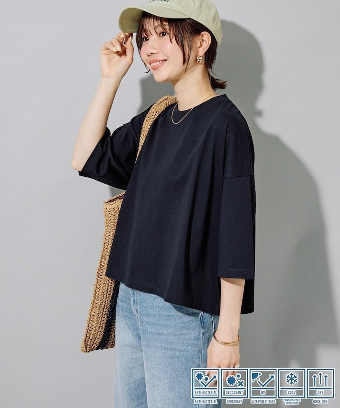 【フリークスストア/FREAK'S STORE】の限定展開 接触冷感・吸水速乾・UVカット・抗菌・防臭 STORATECH クロップド ワイド Tシャツ インテリア・キッズ・メンズ・レディースファッション・服の通販 founy(ファニー) 　ファッション　Fashion　レディースファッション　Fashion for Women　トップス・カットソー　Cut & Sew Tops　シャツ・ブラウス・オフィスカジュアル　Elegant Blouses & Button-Ups　ロングTシャツ・Tシャツ　Longline T-Shirts & Tees　キャップ　Cap, Baseball Cap　クロップド　Cropped, Short Length　コンパクト　Compact, Small Size　吸水　Absorbent, Quick-Dry　抗菌　Antibacterial, Bacteria-Resistant　スラックス　Slacks, Dress Pants　チェック　Check, Plaid, Tartan　トレンド　Trend, Trending Now　バランス　Balance, Style Balance　ビッグ　Big, Oversized　ベーシック　Basic, Essential　ボックス　Boxy, Box Shape　ボトム　Bottoms, Lower Wear　半袖　Short Sleeve, Half Sleeve　リラックス　Relax, Relaxed Fit　ワイド　Wide, Wide Fit　S/S・春夏　SS, Spring/Summer, Warm Season　おすすめ　Recommended / Our Picks　夏　Summer　エレガント 上品　Elegant　2026年　2026　ブラック|ID: prp329100004933339 ipo3291000000037029038