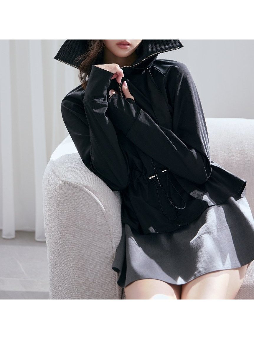 【スナイデル/SNIDEL】の【WEB限定/LUMISHADE】サンバイザー付きUVカットパーカー インテリア・キッズ・メンズ・レディースファッション・服の通販 founy(ファニー) 　ファッション　Fashion　レディースファッション　Fashion for Women　トップス・カットソー　Cut & Sew Tops　レディースパーカー・カジュアルフーディー　Casual Hoodies & Sweatshirts　スマート　Smart, Elegant　ダブル　Double, Double-Breasted　ダメージ　Distressed, Destroyed　パーカー　Hoodie, Parka　ブロック　Block, Solid Block Pattern　メッシュ　Mesh, Net Fabric　夏　Summer　BLK[009]|ID: prp329100004933355 ipo3291000000037029166