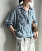 【ドゥドゥ/DouDou】の袖リブシアーデニムシャツ 人気、トレンドファッション・服の通販 founy(ファニー) ファッション Fashion レディースファッション Fashion for Women トップス・カットソー Cut & Sew Tops シャツ・ブラウス・オフィスカジュアル Elegant Blouses & Button-Ups シアー Sheer, See-Through スマート Smart, Elegant デニム Denim, Jeans Material S/S・春夏 SS, Spring/Summer, Warm Season 再入荷 Restock / Back in Stock 夏 Summer 2026年 2026 thumbnail スカイブルー|ID: prp329100004933365 ipo3291000000037029276