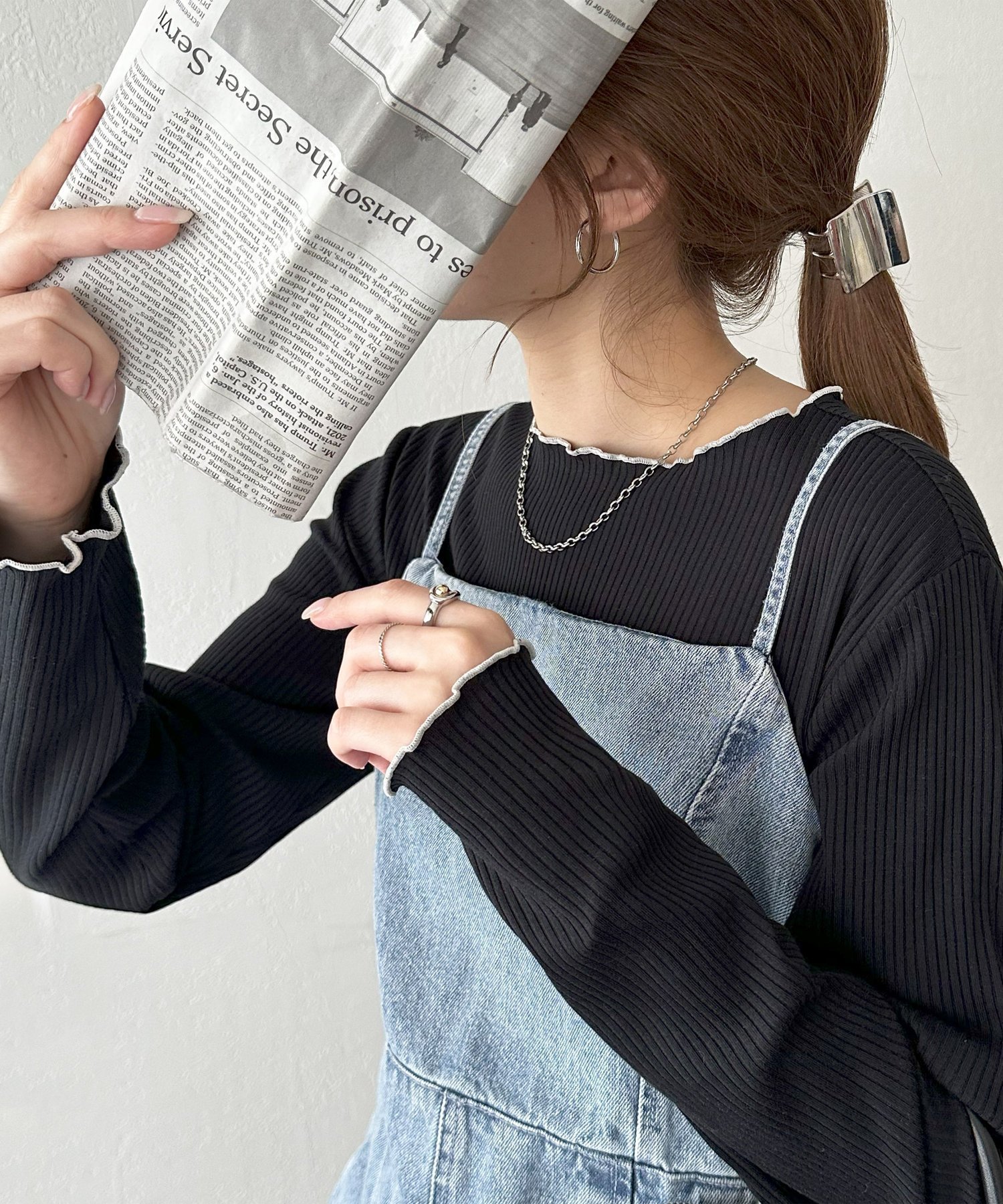 【ディスコート/Discoat】の【23色展開】前後2WAYリブメローロングスリーブ《WEB限定》 インテリア・キッズ・メンズ・レディースファッション・服の通販 founy(ファニー) 　ファッション　Fashion　レディースファッション　Fashion for Women　インナー　Innerwear　キャミワンピース　Cami Dress, Slip Dress　コンパクト　Compact, Small Size　サロペット　Overalls, Salopette　スリーブ　Sleeve, Long Sleeve / Short Sleeve　とろみ　Fluid, Flowy Fabric　デニム　Denim, Jeans Material　ロング　Long, Long-Length　おすすめ　Recommended / Our Picks　ブラックその他2|ID: prp329100004933367 ipo3291000000037029304