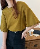 【ディスコート/Discoat】の【二の腕カバーにも◎】リブメローフレア5分袖≪WEB限定≫ 人気、トレンドファッション・服の通販 founy(ファニー) ファッション Fashion レディースファッション Fashion for Women トップス・カットソー Cut & Sew Tops シンプル Simple, Minimal パターン Pattern, Design Print フリル Frill, Ruffle ボーダー Border, Stripe 無地 Plain, Solid Color thumbnail グリーンイエロー|ID: prp329100004933369 ipo3291000000037029320