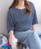 【ディスコート/Discoat】の【二の腕カバーにも◎】リブメローフレア5分袖≪WEB限定≫ 人気、トレンドファッション・服の通販 founy(ファニー) ファッション Fashion レディースファッション Fashion for Women トップス・カットソー Cut & Sew Tops シンプル Simple, Minimal パターン Pattern, Design Print フリル Frill, Ruffle ボーダー Border, Stripe 無地 Plain, Solid Color thumbnail インディゴブルー|ID: prp329100004933369 ipo3291000000037029325