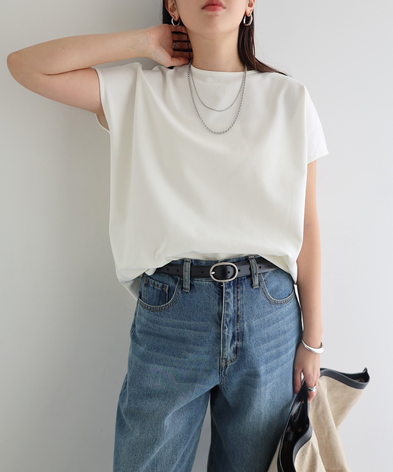 【アンドミー/andme】のきれいめ ポンチ 2way トップス インテリア・キッズ・メンズ・レディースファッション・服の通販 founy(ファニー) 　ファッション　Fashion　レディースファッション　Fashion for Women　トップス・カットソー　Cut & Sew Tops　インナー　Innerwear　カットソー　Cut and Sewn Top　キャミ　Camisole, Cami Top　サロペット　Overalls, Salopette　ジップ　Zip, Zipper　スキッパー　Skipper, Open Collar　スリーブ　Sleeve, Long Sleeve / Short Sleeve　人気　Popular, Best Seller　長袖　Long Sleeve, Full Sleeve　フレンチ　French, French Style　ヘムライン　Hemline, Bottom Cut　おすすめ　Recommended / Our Picks　オフホワイト|ID: prp329100004933386 ipo3291000000037029436