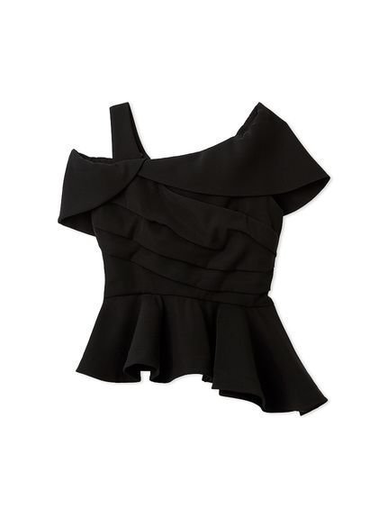 【フレイ アイディー/FRAY I.D】のオフショルカラーアシメペプラムトップス インテリア・キッズ・メンズ・レディースファッション・服の通販 founy(ファニー) 　ファッション　Fashion　レディースファッション　Fashion for Women　トップス・カットソー　Cut & Sew Tops　アシンメトリー　Asymmetrical Style　スマート　Smart, Elegant　トレンド　Trend, Trending Now　バランス　Balance, Style Balance　フェミニン　Feminine, Girly　フレア　Flare, Flared　ペプラム　Peplum, Flared Hem　ボトム　Bottoms, Lower Wear　ラップ　Wrap, Wrap Design　おすすめ　Recommended / Our Picks　日本製　Made In Japan　BLK[009]|ID: prp329100004933396 ipo3291000000037029495