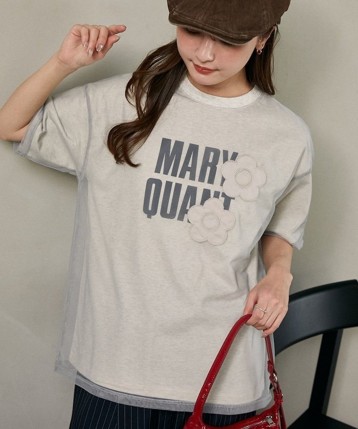 【フリークスストア/FREAK'S STORE】のMARY QUANT × PUBLUX/マリークワント チュール レイヤード ロゴ フラワー Tシャツ 限定展開 インテリア・キッズ・メンズ・レディースファッション・服の通販 founy(ファニー) 　ファッション　Fashion　レディースファッション　Fashion for Women　トップス・カットソー　Cut & Sew Tops　シャツ・ブラウス・オフィスカジュアル　Elegant Blouses & Button-Ups　ロングTシャツ・Tシャツ　Longline T-Shirts & Tees　スペシャル　Special, Limited Edition　チュール　Tulip, Tulip Motif　トレンド　Trend, Trending Now　ドッキング　Docking, Mixed Material　ビッグ　Big, Oversized　フラワー　Flower, Floral　ミニスカート　Mini Skirt, Short Skirt　モチーフ　Motif, Design Theme　リアル　Real, Realistic　S/S・春夏　SS, Spring/Summer, Warm Season　夏　Summer　2026年　2026　ライトグレー|ID: prp329100004933397 ipo3291000000037029500