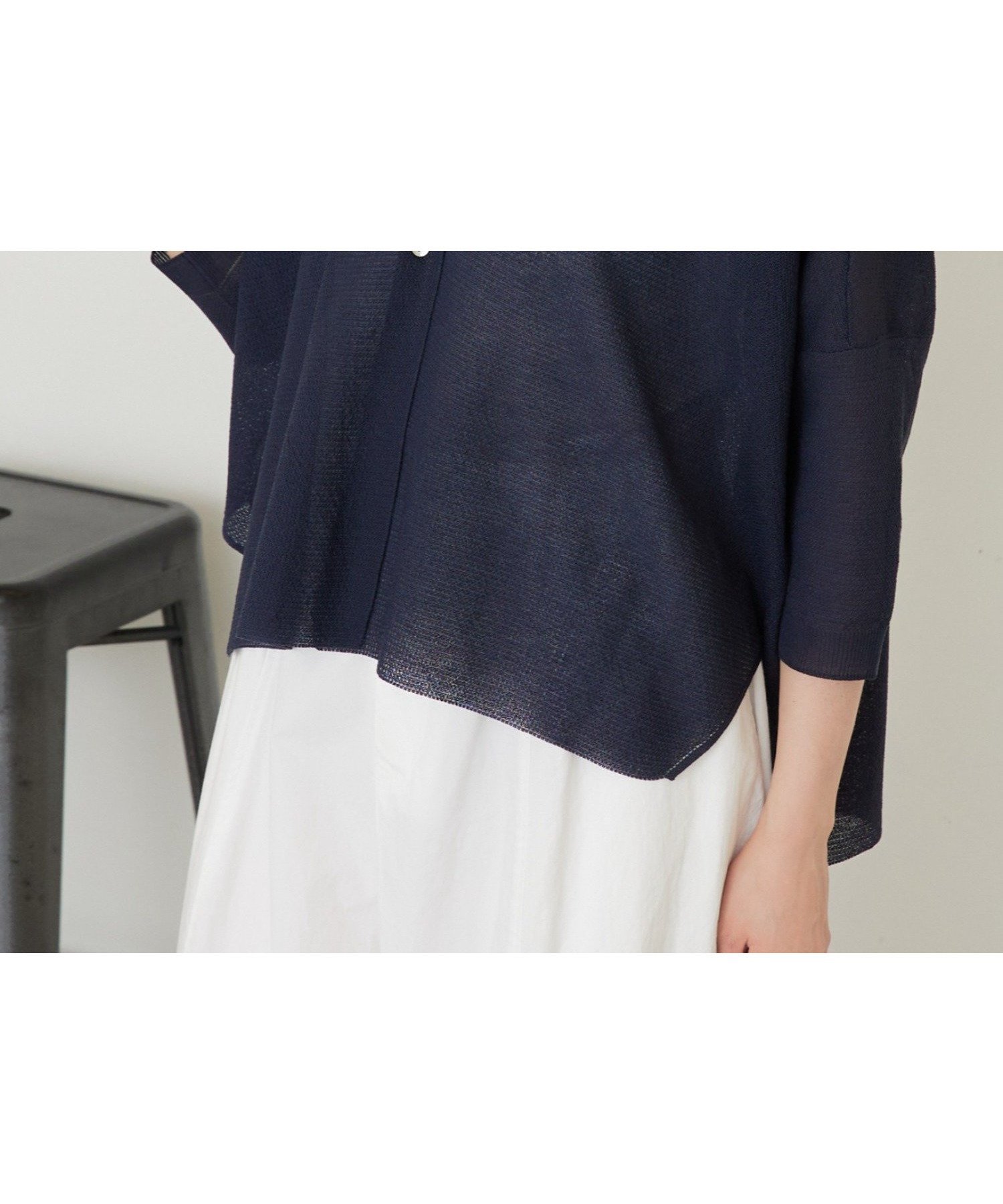 【ビアズリー/BEARDSLEY】のシアーサラッとカーディガン インテリア・キッズ・メンズ・レディースファッション・服の通販 founy(ファニー) 　ファッション　Fashion　レディースファッション　Fashion for Women　トップス・カットソー　Cut & Sew Tops　カーディガン・羽織り　Layered Style Cardigans　アクリル　Acrylic Material　カーディガン　Cardigan, Knitwear　コンパクト　Compact, Small Size　鹿の子　Piqué, Kanoko Fabric　シンプル　Simple, Minimal　バランス　Balance, Style Balance　半袖　Short Sleeve, Half Sleeve　リラックス　Relax, Relaxed Fit　ワイド　Wide, Wide Fit　再入荷　Restock / Back in Stock　ネイビー|ID: prp329100004933400 ipo3291000000037029514