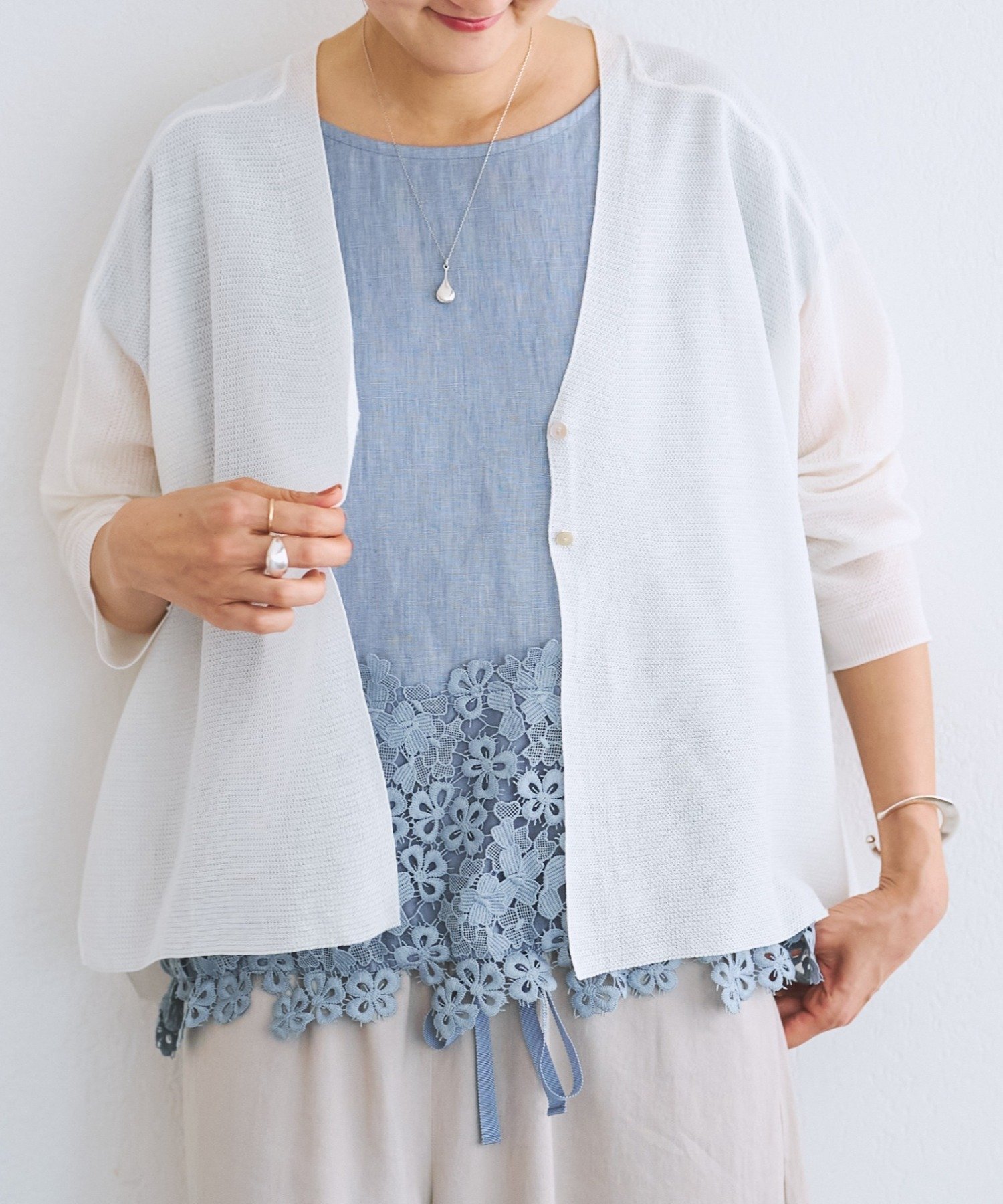 【ビアズリー/BEARDSLEY】のシアーサラッとカーディガン インテリア・キッズ・メンズ・レディースファッション・服の通販 founy(ファニー) 　ファッション　Fashion　レディースファッション　Fashion for Women　トップス・カットソー　Cut & Sew Tops　カーディガン・羽織り　Layered Style Cardigans　アクリル　Acrylic Material　カーディガン　Cardigan, Knitwear　コンパクト　Compact, Small Size　鹿の子　Piqué, Kanoko Fabric　シンプル　Simple, Minimal　バランス　Balance, Style Balance　半袖　Short Sleeve, Half Sleeve　リラックス　Relax, Relaxed Fit　ワイド　Wide, Wide Fit　再入荷　Restock / Back in Stock　ホワイト|ID: prp329100004933400 ipo3291000000037029515