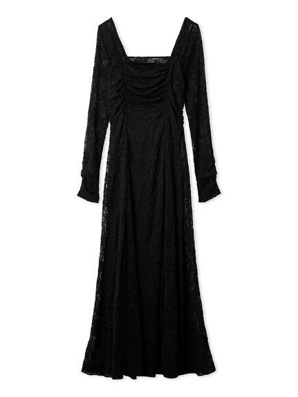 【フレイ アイディー/FRAY I.D】のスクエアネックストレッチレースワンピース インテリア・キッズ・メンズ・レディースファッション・服の通販 founy(ファニー) 　ファッション　Fashion　レディースファッション　Fashion for Women　ワンピース　Dresses　春　Spring　スクエア　Square, Square Shape　ストレッチ　Stretch, Stretchy Fabric　スマート　Smart, Elegant　デコルテ　Décolleté, Neckline　ブルゾン　Blouson, Bomber Jacket　モダン　Modern, Contemporary　レース　Lace, Lace Fabric　おすすめ　Recommended / Our Picks　エレガント 上品　Elegant　BLK[009]|ID: prp329100004933416 ipo3291000000037029597