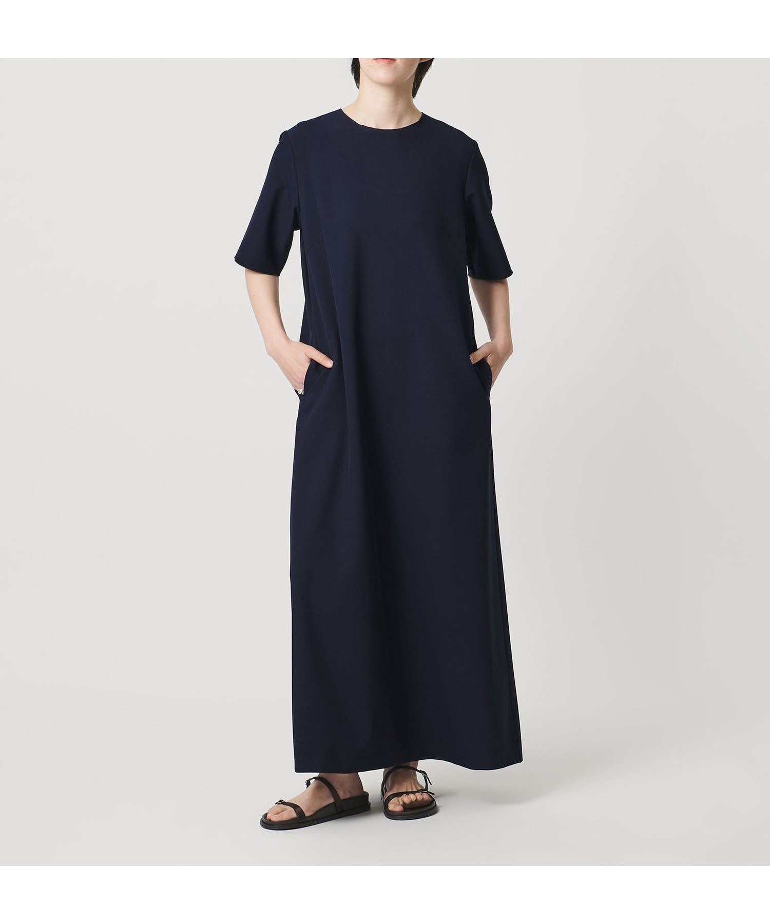 【ビューティ&ユース ユナイテッドアローズ/BEAUTY&YOUTH / UNITED ARROWS】のMARW UNITED ARROWS 5分袖 ベーシック ロング ワンピース インテリア・キッズ・メンズ・レディースファッション・服の通販 founy(ファニー) 　ファッション　Fashion　レディースファッション　Fashion for Women　ワンピース　Dresses　シンプル　Simple, Minimal　人気　Popular, Best Seller　ベーシック　Basic, Essential　ポケット　Pocket, Pocket Detail　マキシ　Maxi, Full Length　ロング　Long, Long-Length　エレガント 上品　Elegant　ビジネス 仕事 通勤　Business / Work / Commuting　NAVY|ID: prp329100004933418 ipo3291000000037029604