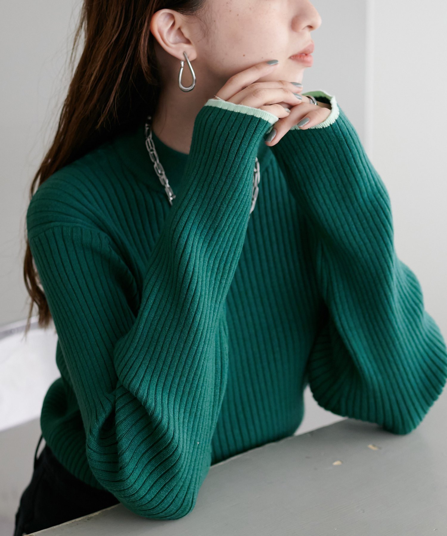 【ディスコート/Discoat】の【リピーター続出/26色展開】モチモチリブパイピングハイネック《WEB限定》 インテリア・キッズ・メンズ・レディースファッション・服の通販 founy(ファニー) 　ファッション　Fashion　レディースファッション　Fashion for Women　シンプル　Simple, Minimal　フィット　Fit, Slim Fit　グリーン|ID: prp329100004933451 ipo3291000000037029749