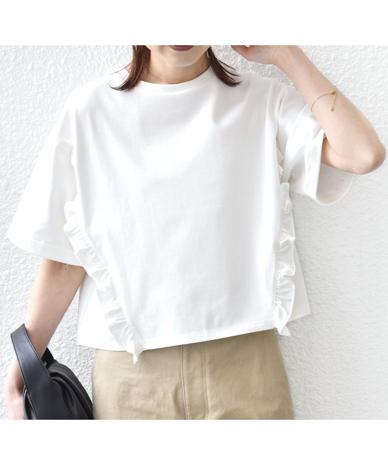 【シップス フォー ウィメン/SHIPS】の【WEB限定】 接触冷感 オーガニック コットン フリル TEE インテリア・キッズ・メンズ・レディースファッション・服の通販 founy(ファニー) 　ファッション　Fashion　レディースファッション　Fashion for Women　インナー　Innerwear　オーガニック　Organic Cotton　カットソー　Cut and Sewn Top　シンプル　Simple, Minimal　スラックス　Slacks, Dress Pants　フェミニン　Feminine, Girly　フリル　Frill, Ruffle　ボックス　Boxy, Box Shape　ポケット　Pocket, Pocket Detail　ワイド　Wide, Wide Fit　おすすめ　Recommended / Our Picks　夏　Summer　2026年　2026　オフホワイト|ID: prp329100004933456 ipo3291000000037029791