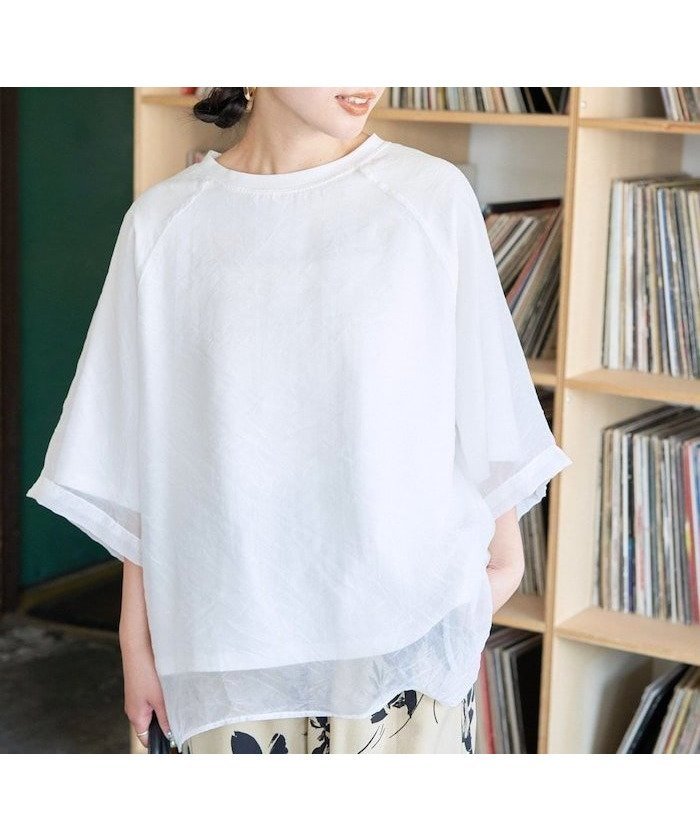 【フリークスストア/FREAK'S STORE】の限定展開 オーガンジー × カットソー 重ね ラグラン 半袖 Tシャツ 人気、トレンドファッション・服の通販 founy(ファニー) 　ファッション　Fashion　レディースファッション　Fashion for Women　トップス・カットソー　Cut & Sew Tops　シャツ・ブラウス・オフィスカジュアル　Elegant Blouses & Button-Ups　ロングTシャツ・Tシャツ　Longline T-Shirts & Tees　カットソー・ベーシックTシャツ　Cut-and-Sewn Tops / Stretch Tees & Basics　2026年　2026　オーガンジー　Organza Fabric　カットソー　Cut and Sewn Top　シアー　Sheer, See-Through　スリーブ　Sleeve, Long Sleeve / Short Sleeve　トレンド　Trend, Trending Now　バランス　Balance, Style Balance　エレガント 上品　Elegant　半袖　Short Sleeve, Half Sleeve　夏　Summer　S/S・春夏　SS, Spring/Summer, Warm Season　 other-1|ID: prp329100004933462 ipo3291000000037029813